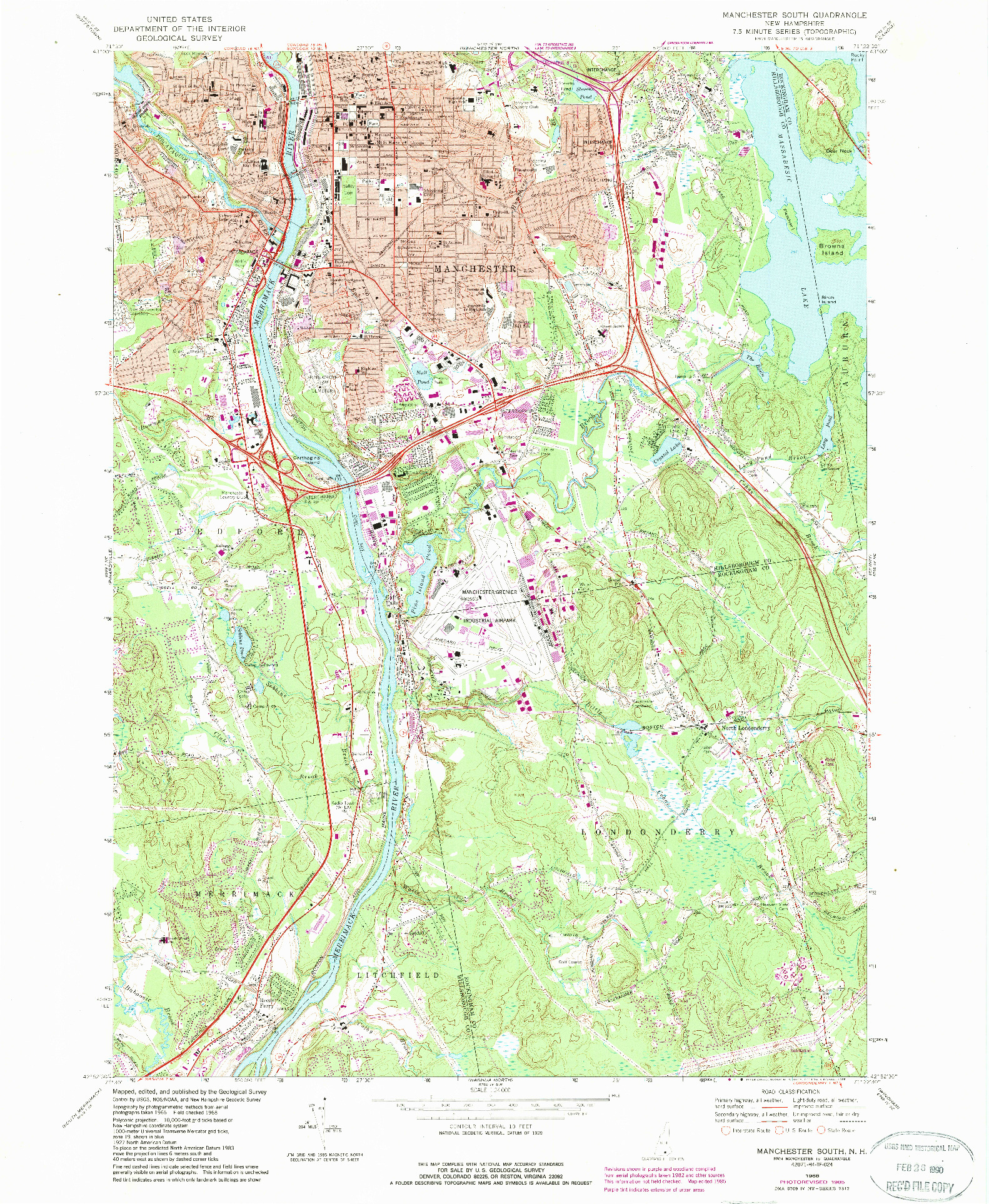 USGS 1:24000-SCALE QUADRANGLE FOR MANCHESTER SOUTH, NH 1968