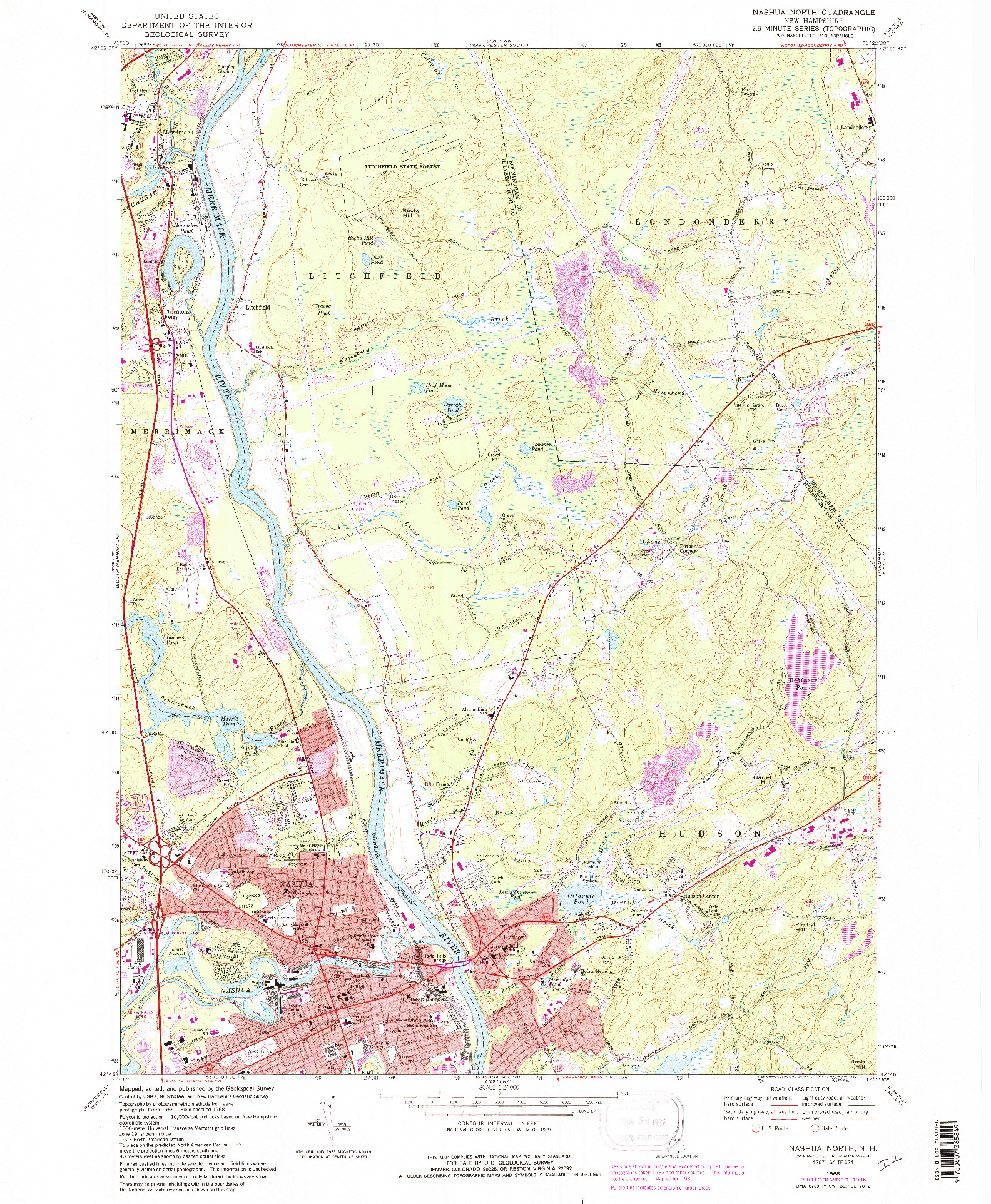 USGS 1:24000-SCALE QUADRANGLE FOR NASHUA NORTH, NH 1968