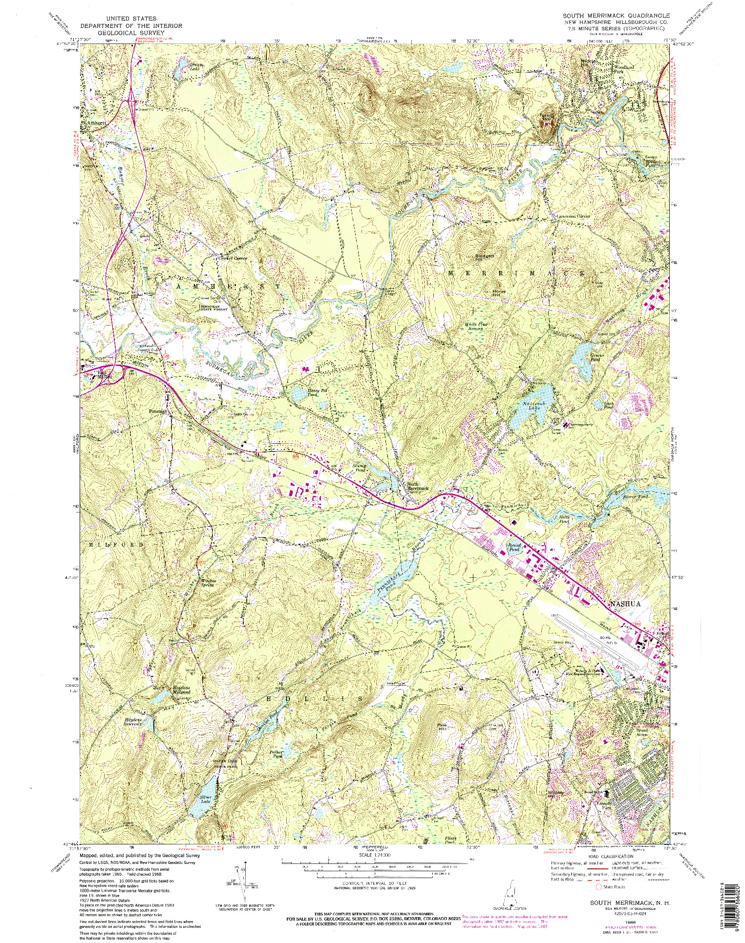 USGS 1:24000-SCALE QUADRANGLE FOR SOUTH MERRIMACK, NH 1968