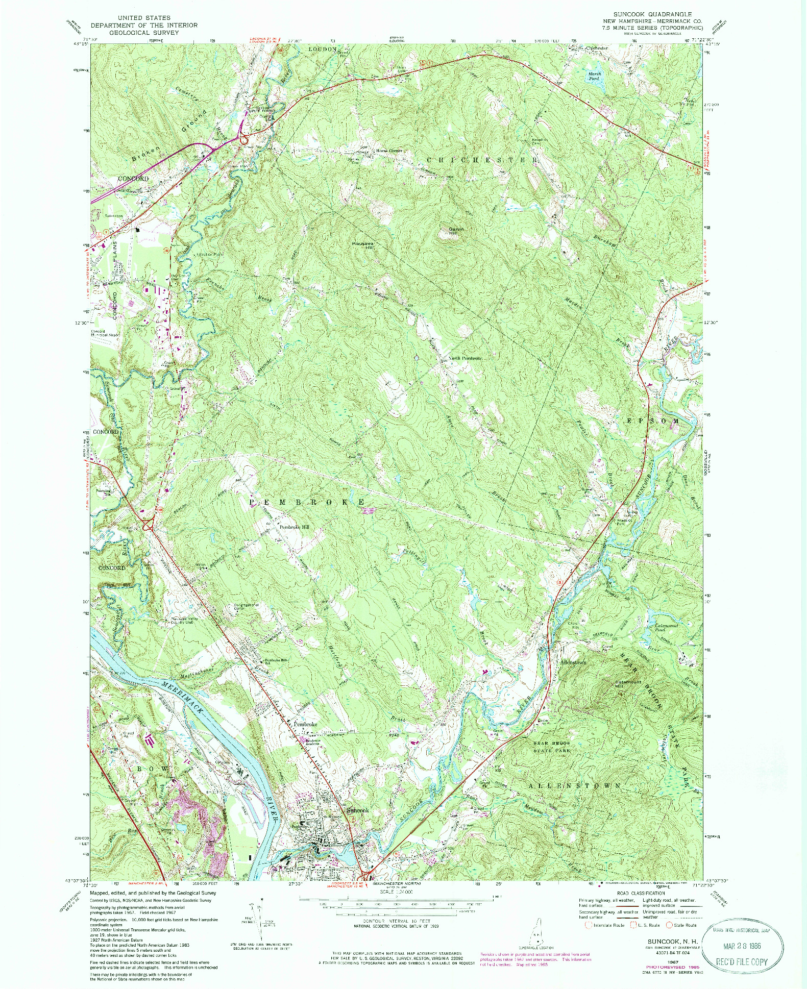 USGS 1:24000-SCALE QUADRANGLE FOR SUNCOOK, NH 1967