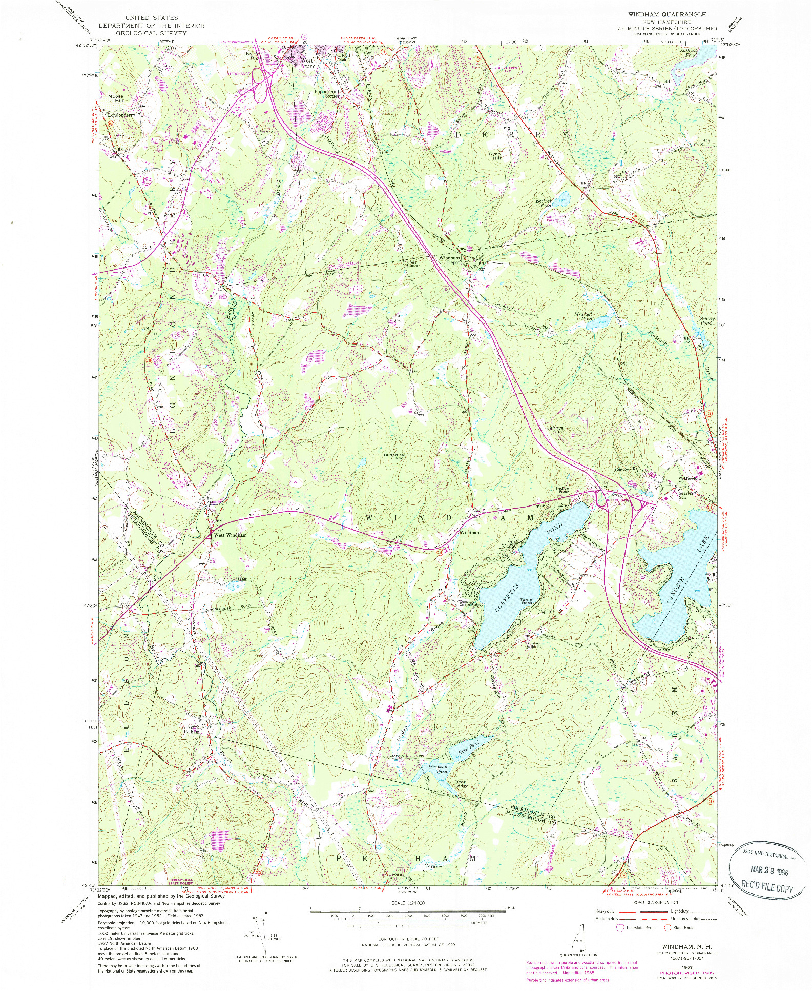 USGS 1:24000-SCALE QUADRANGLE FOR WINDHAM, NH 1953