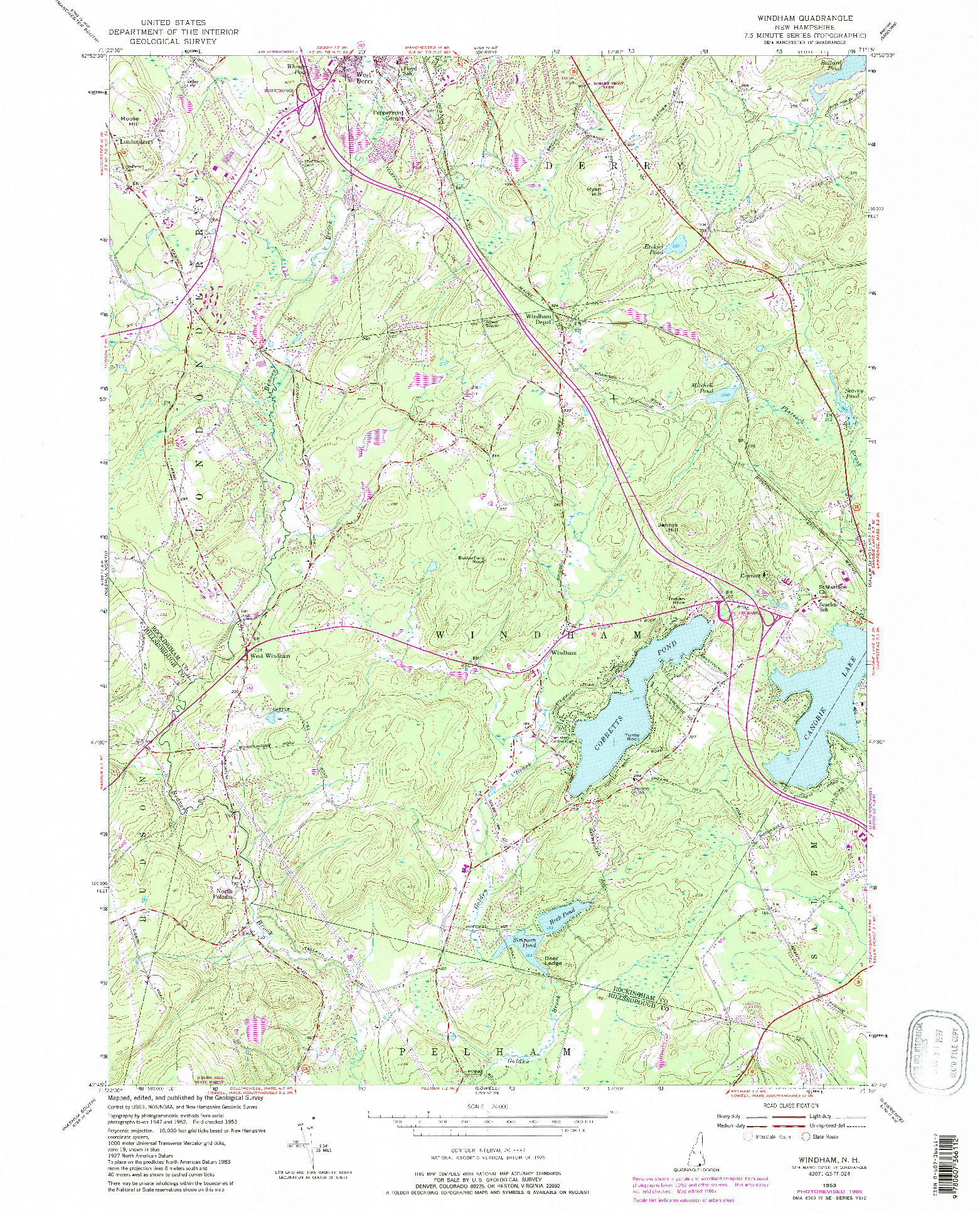 USGS 1:24000-SCALE QUADRANGLE FOR WINDHAM, NH 1953