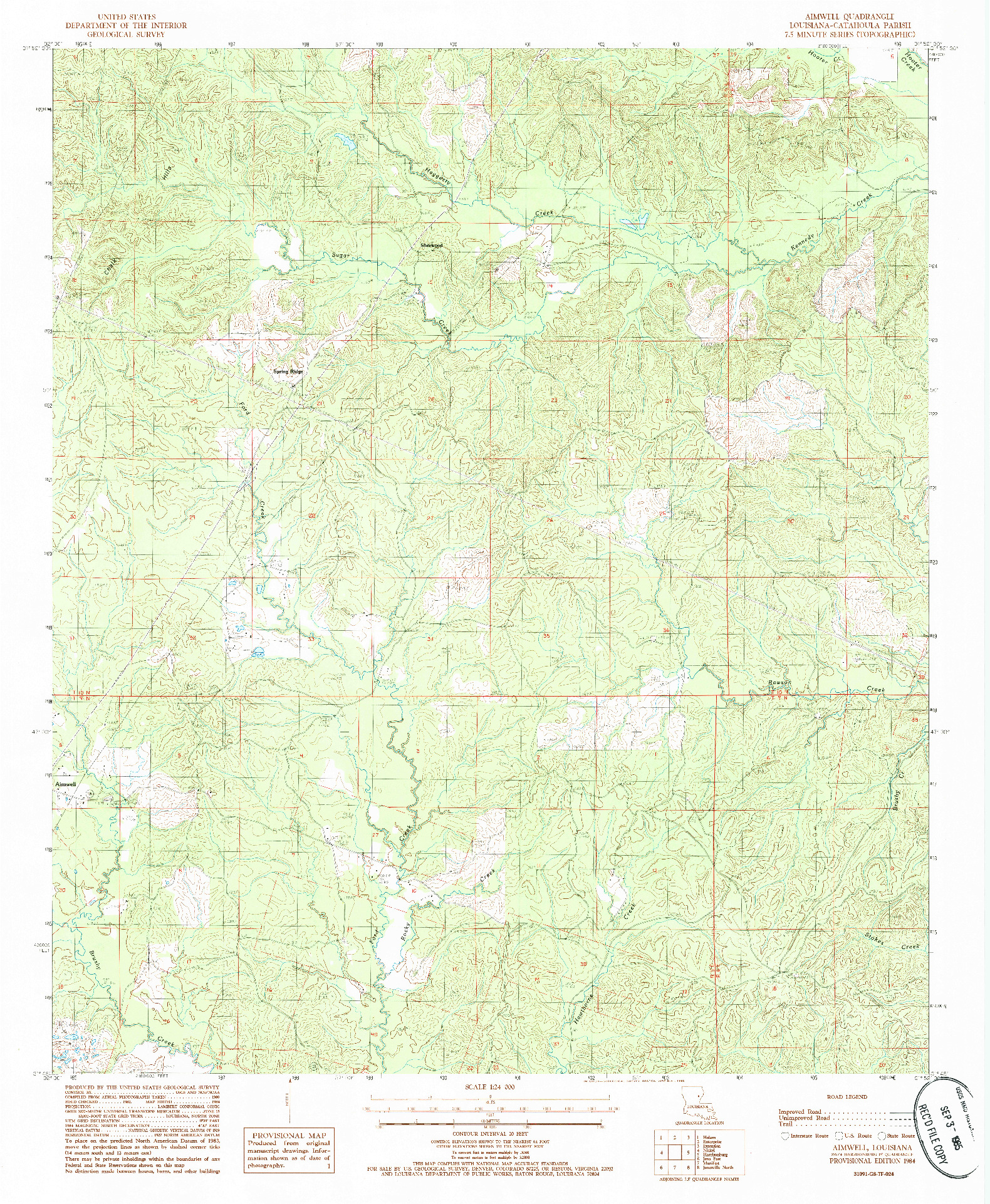 USGS 1:24000-SCALE QUADRANGLE FOR AIMWELL, LA 1984