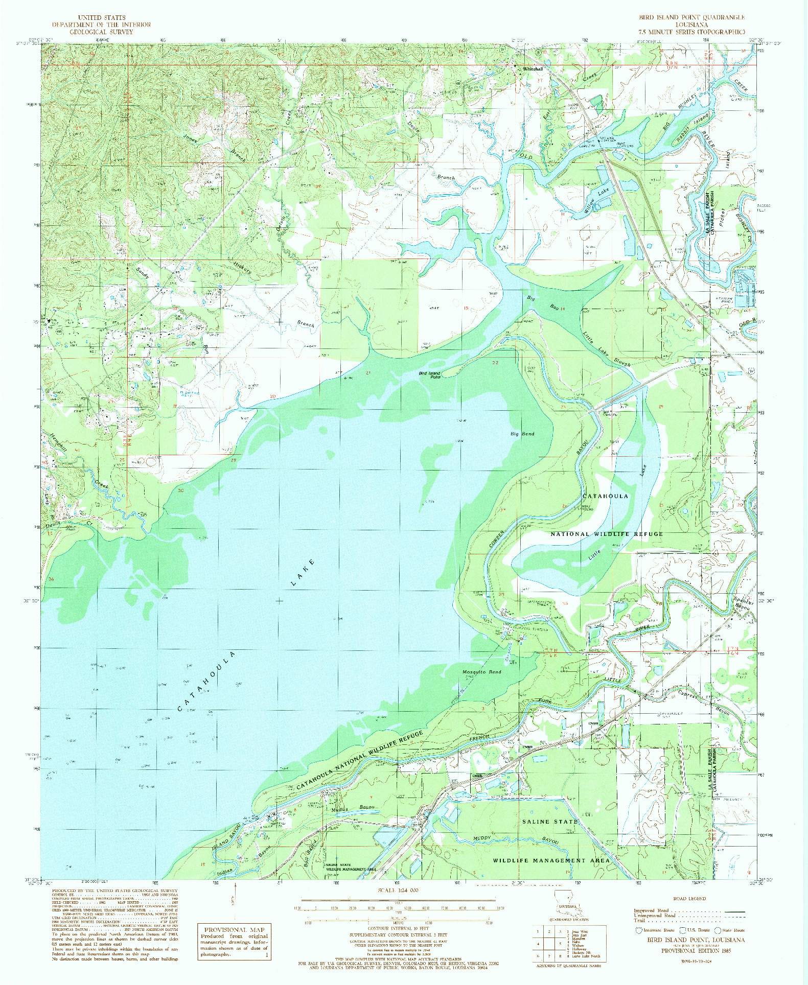 USGS 1:24000-SCALE QUADRANGLE FOR BIRD ISLAND POINT, LA 1985