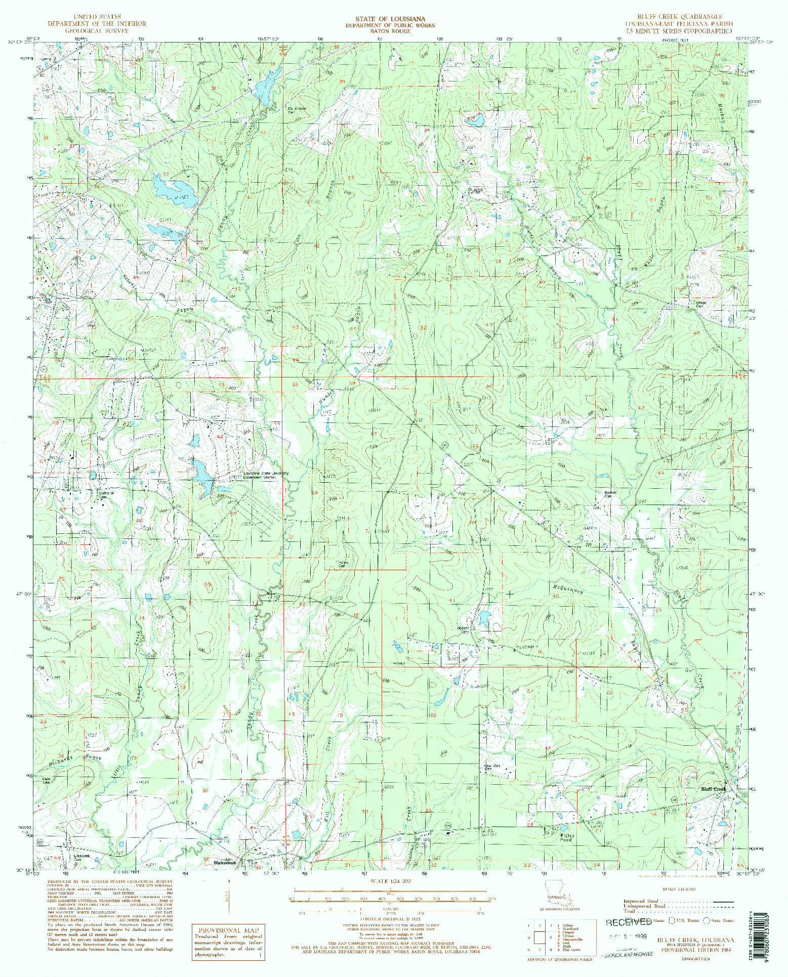 USGS 1:24000-SCALE QUADRANGLE FOR BLUFF CREEK, LA 1984