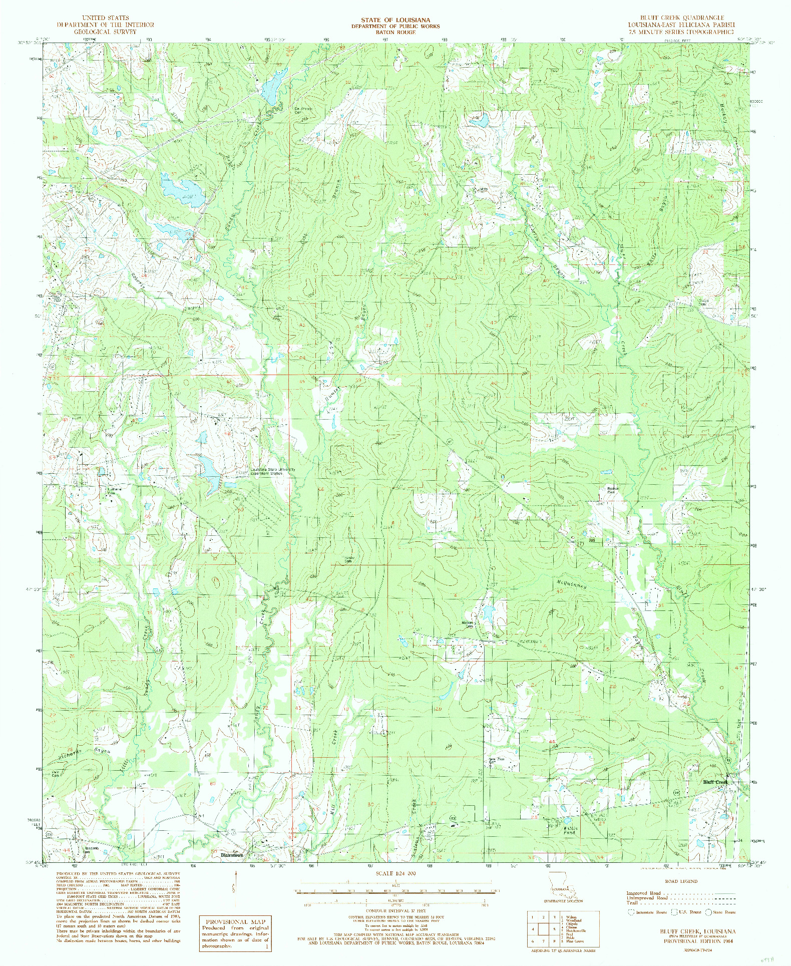 USGS 1:24000-SCALE QUADRANGLE FOR BLUFF CREEK, LA 1984