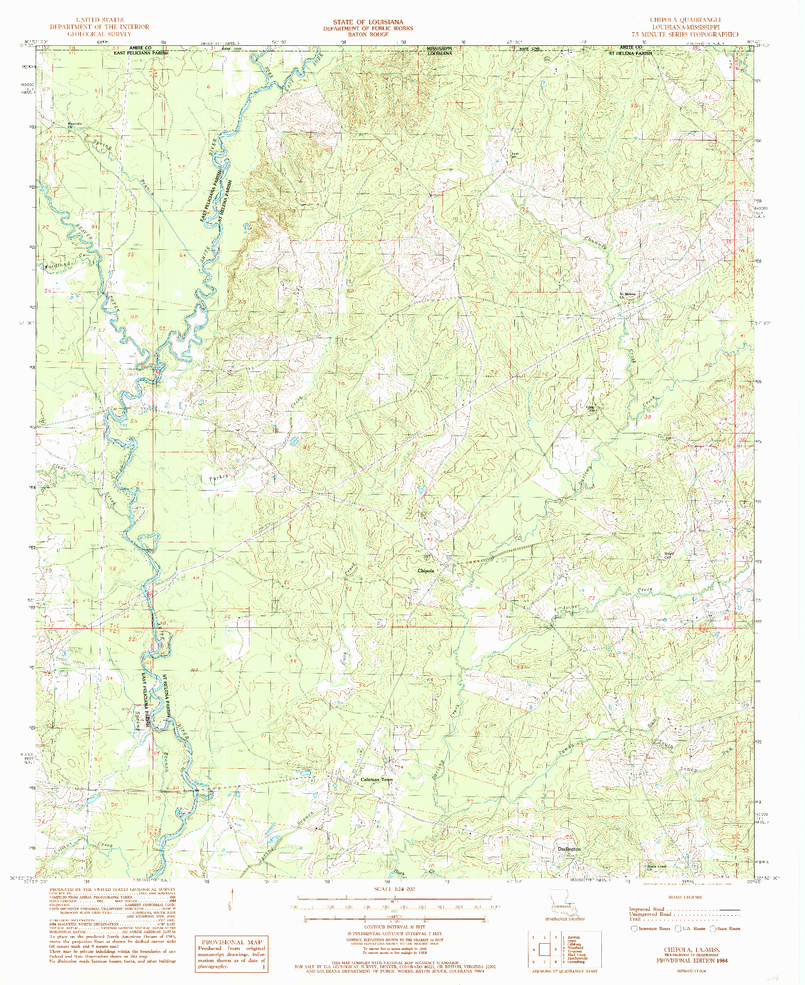 USGS 1:24000-SCALE QUADRANGLE FOR CHIPOLA, LA 1984