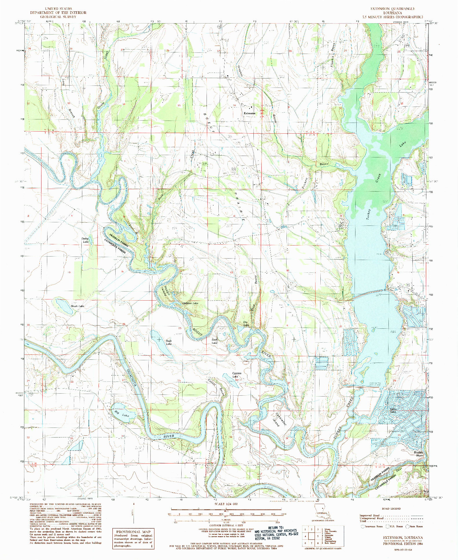 USGS 1:24000-SCALE QUADRANGLE FOR EXTENSION, LA 1984