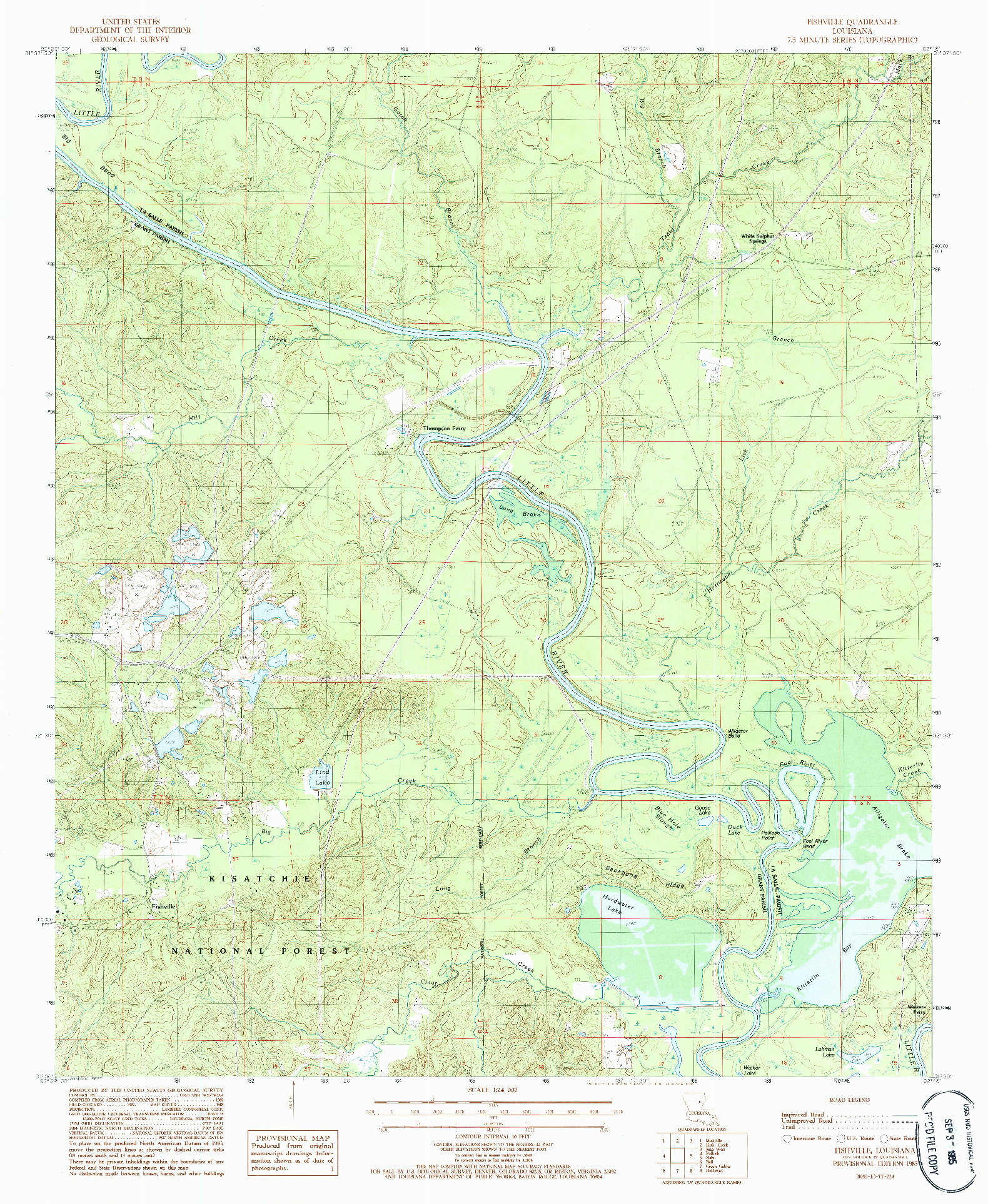 USGS 1:24000-SCALE QUADRANGLE FOR FISHVILLE, LA 1985