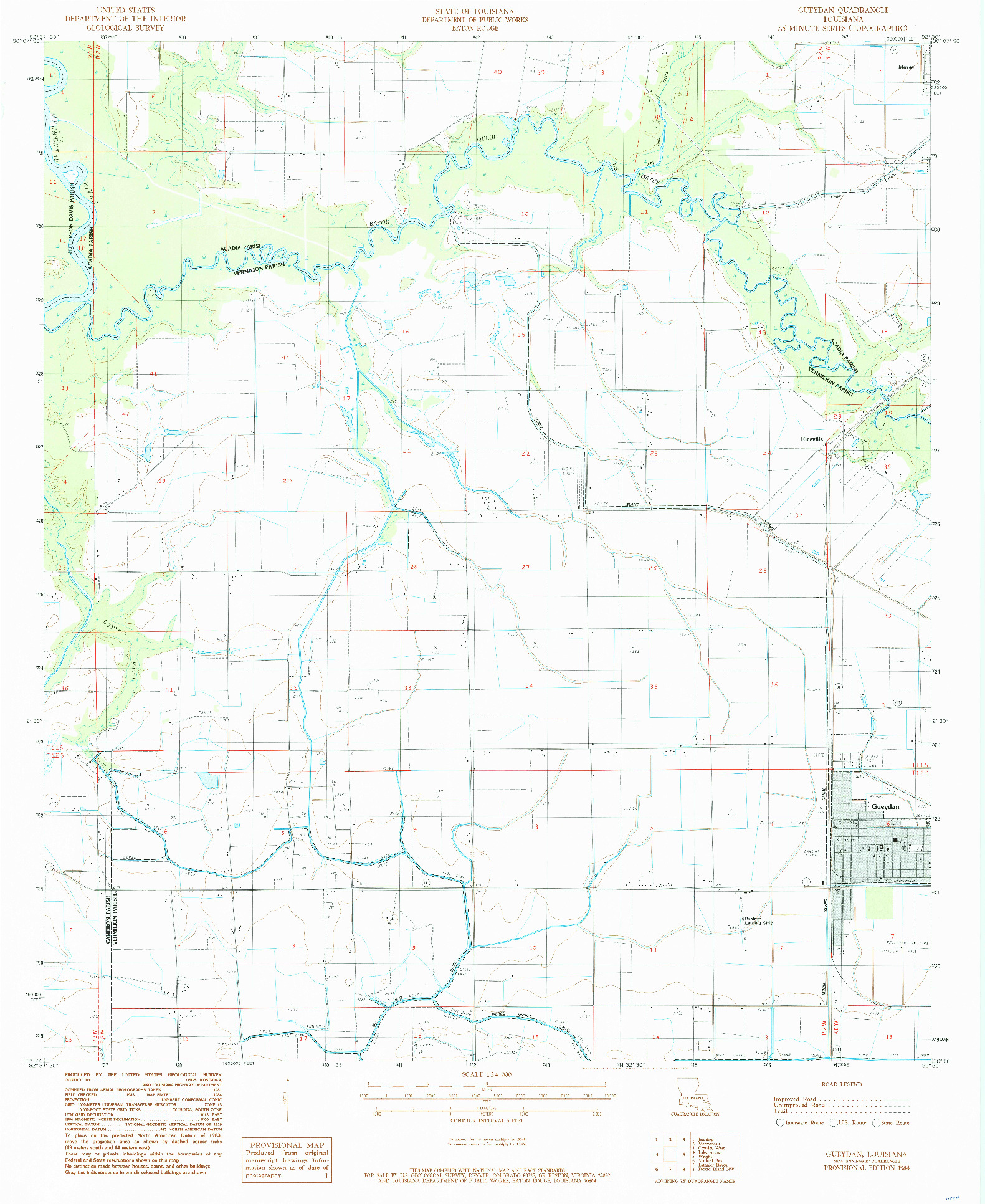 USGS 1:24000-SCALE QUADRANGLE FOR GUEYDAN, LA 1984