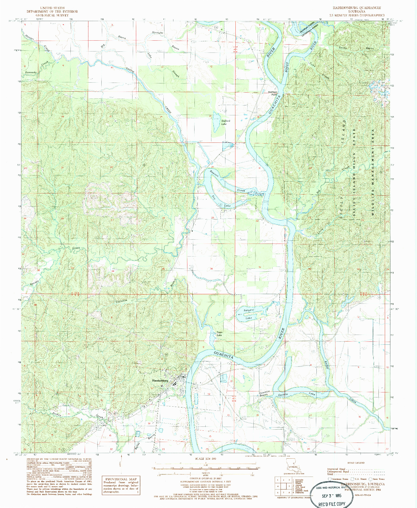 USGS 1:24000-SCALE QUADRANGLE FOR HARRISONBURG, LA 1984