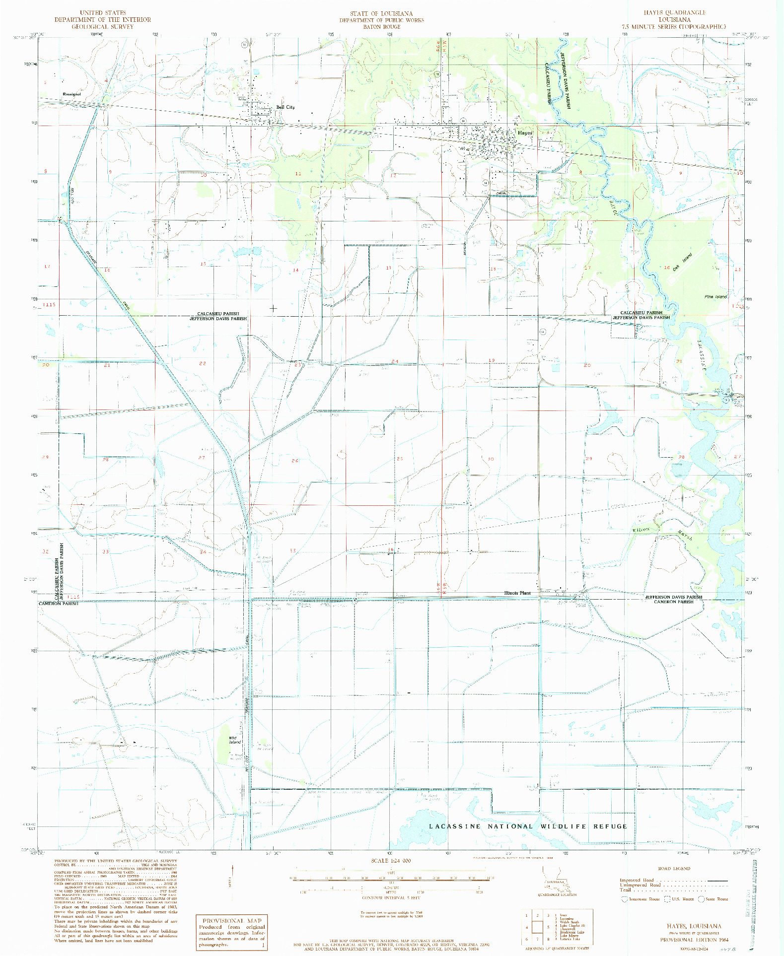 USGS 1:24000-SCALE QUADRANGLE FOR HAYES, LA 1984