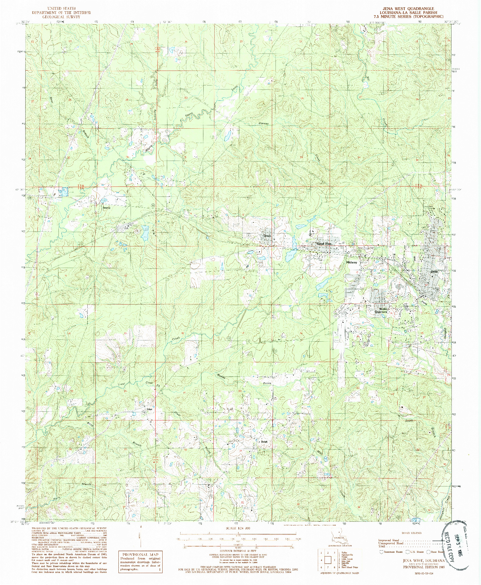 USGS 1:24000-SCALE QUADRANGLE FOR JENA WEST, LA 1985