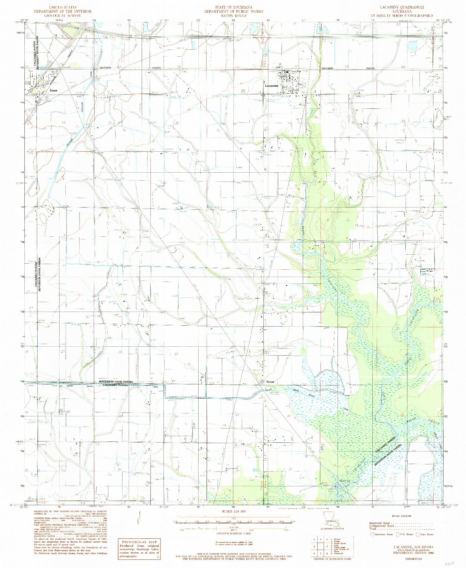 USGS 1:24000-SCALE QUADRANGLE FOR LACASSINE, LA 1985