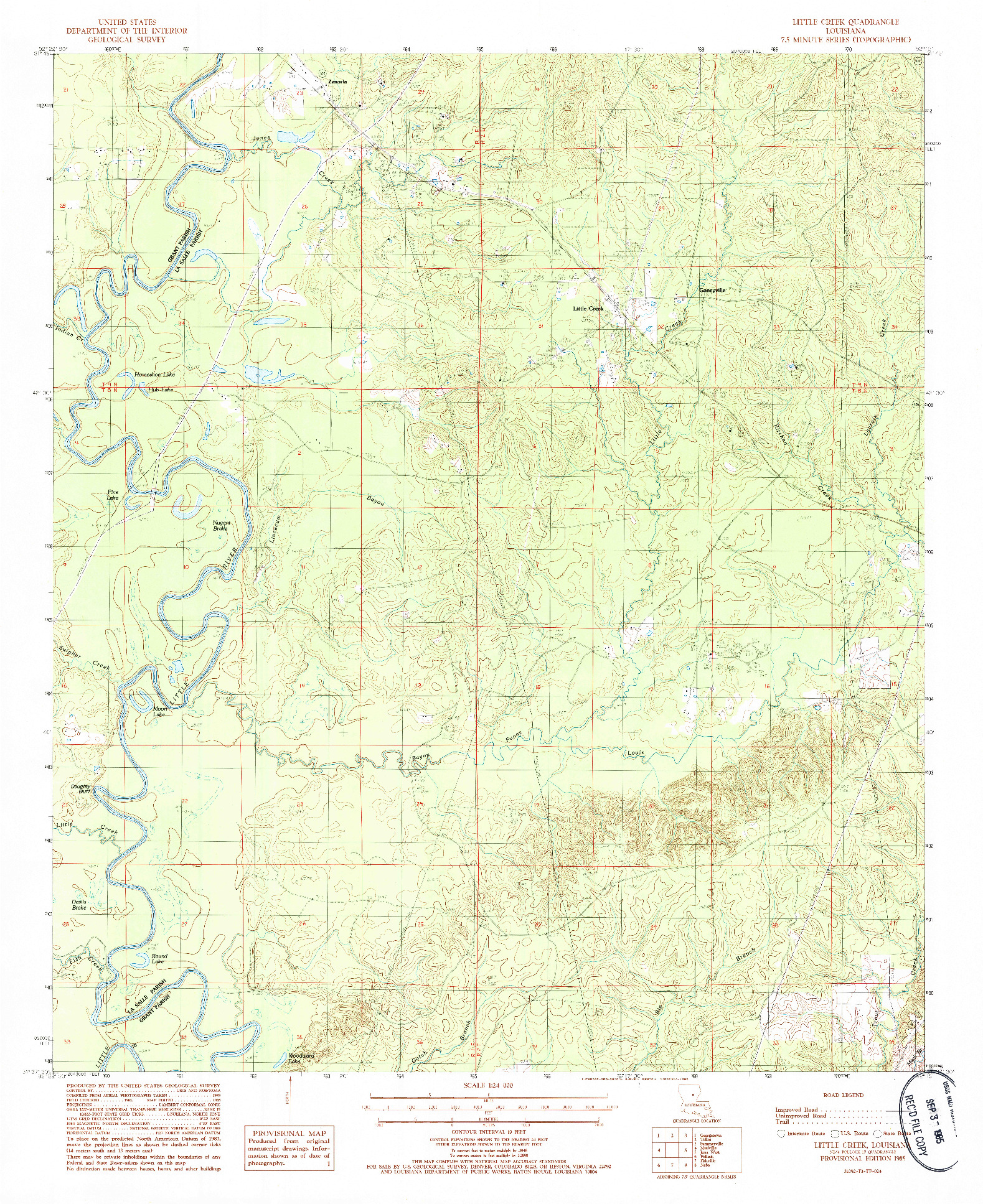 USGS 1:24000-SCALE QUADRANGLE FOR LITTLE CREEK, LA 1985