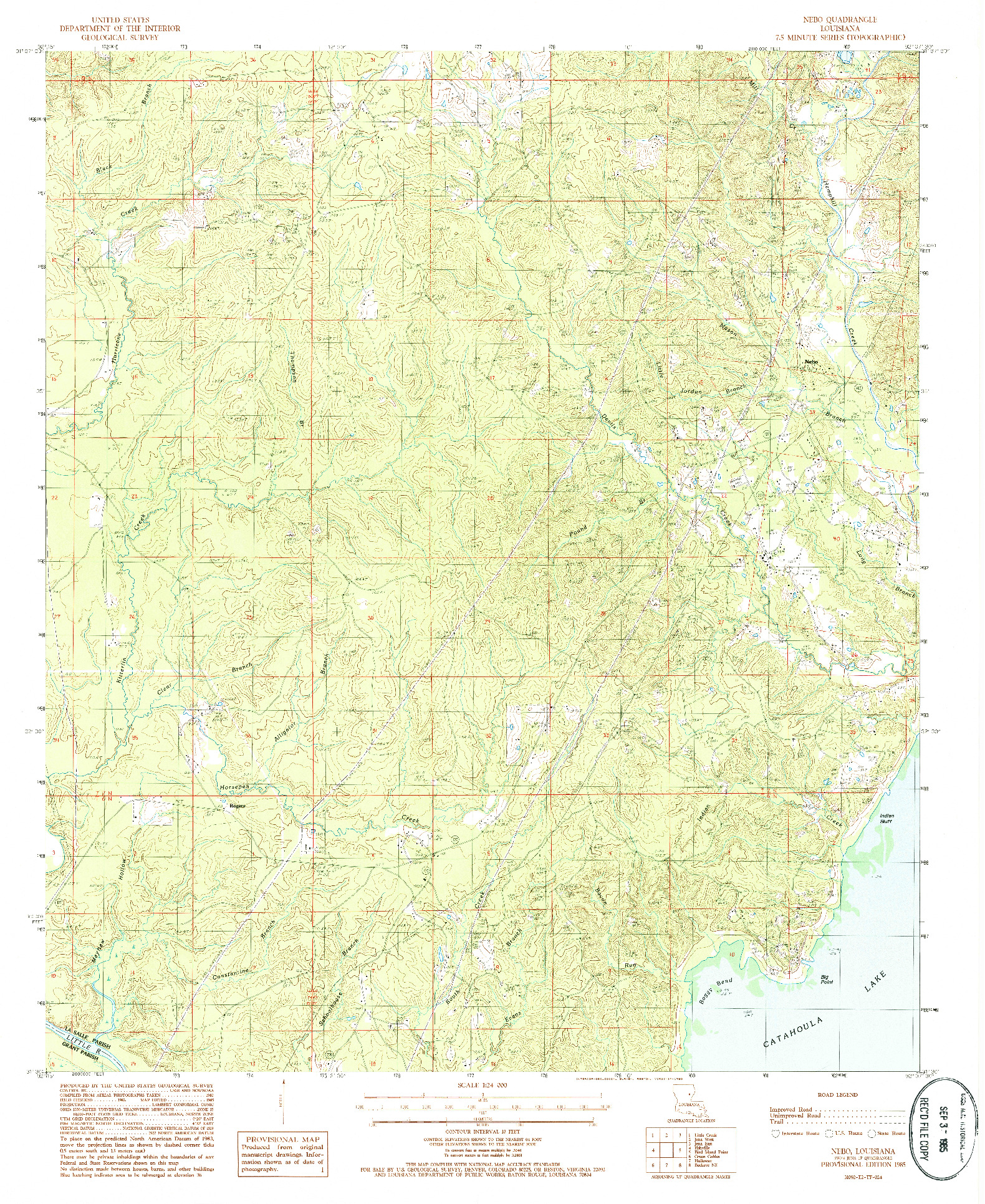 USGS 1:24000-SCALE QUADRANGLE FOR NEBO, LA 1985