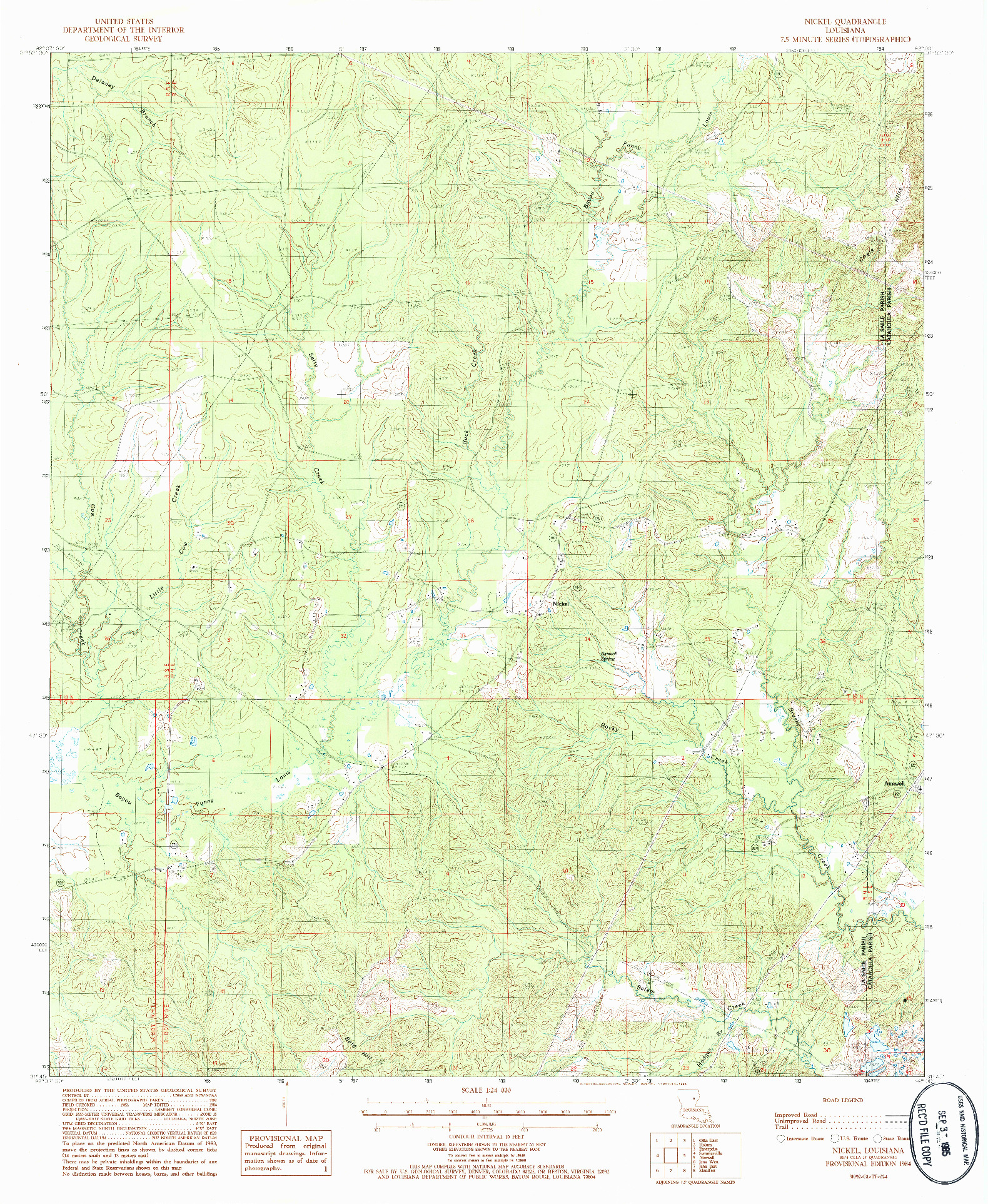 USGS 1:24000-SCALE QUADRANGLE FOR NICKEL, LA 1984