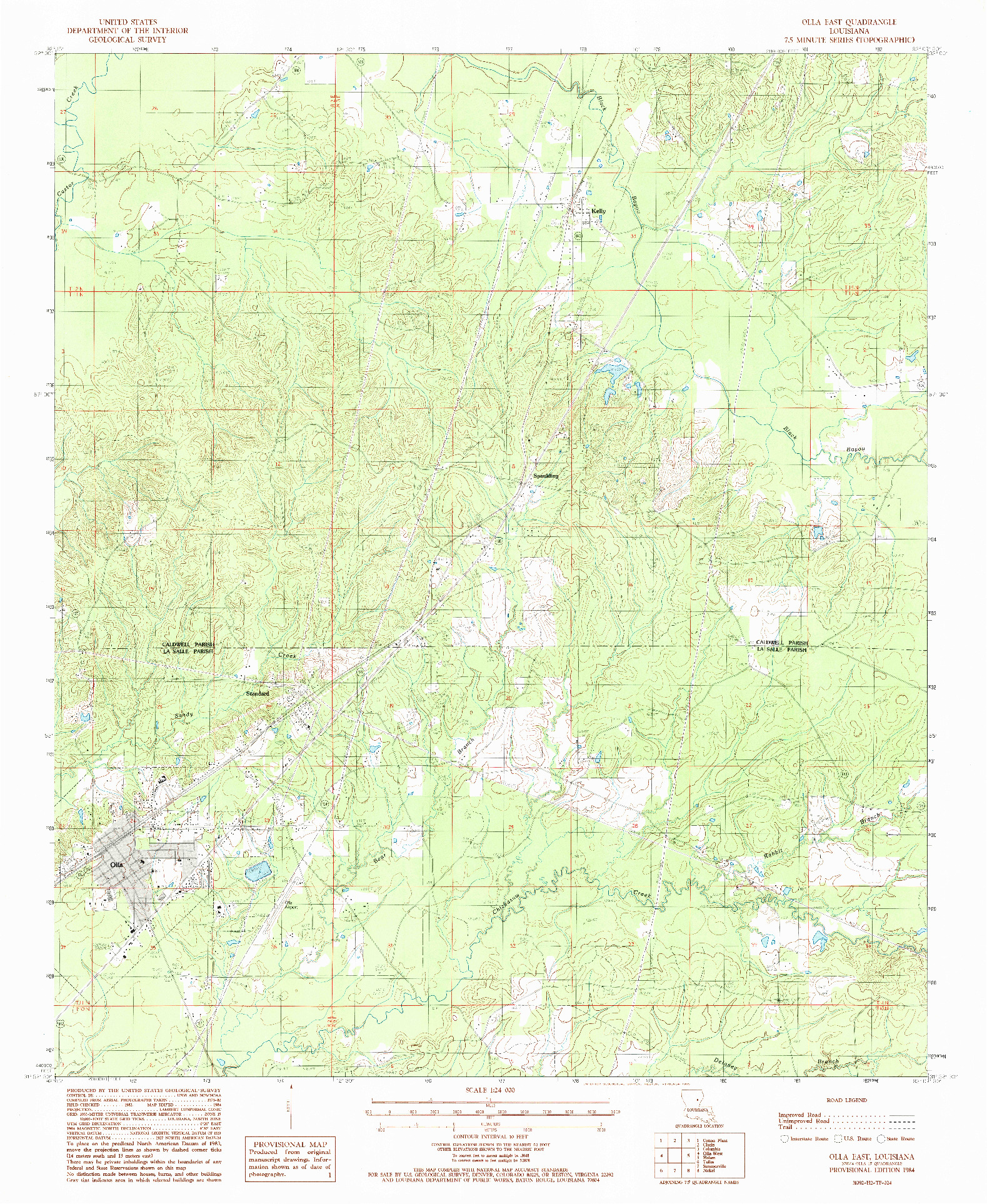 USGS 1:24000-SCALE QUADRANGLE FOR OLLA EAST, LA 1984