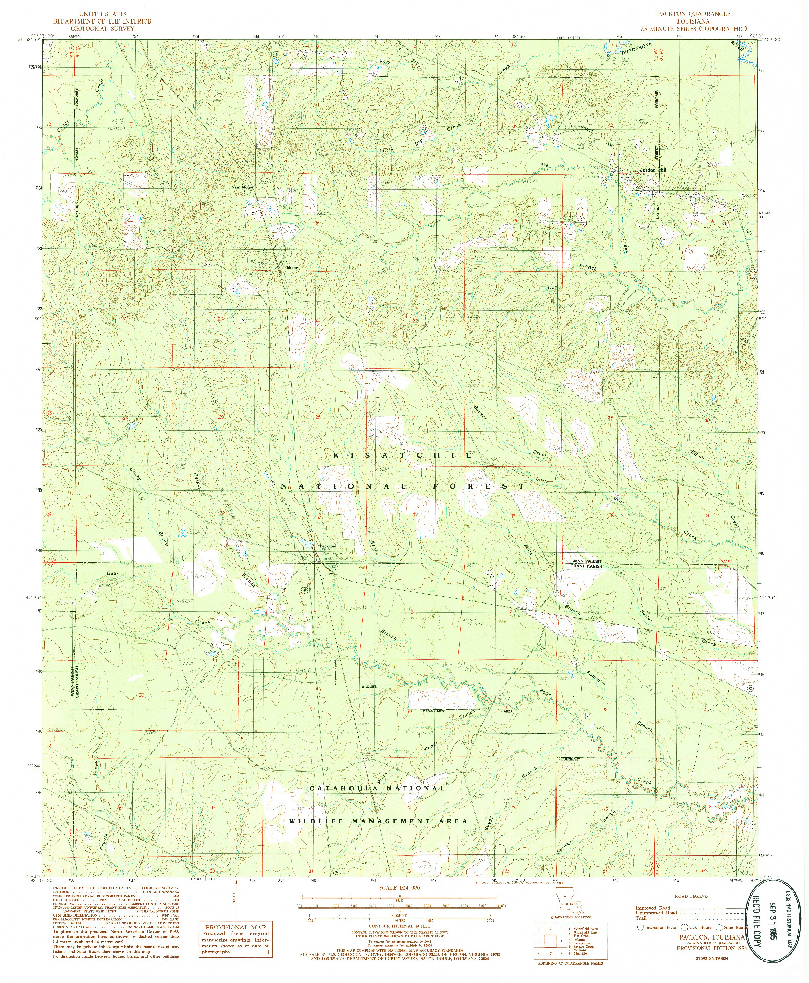 USGS 1:24000-SCALE QUADRANGLE FOR PACKTON, LA 1984