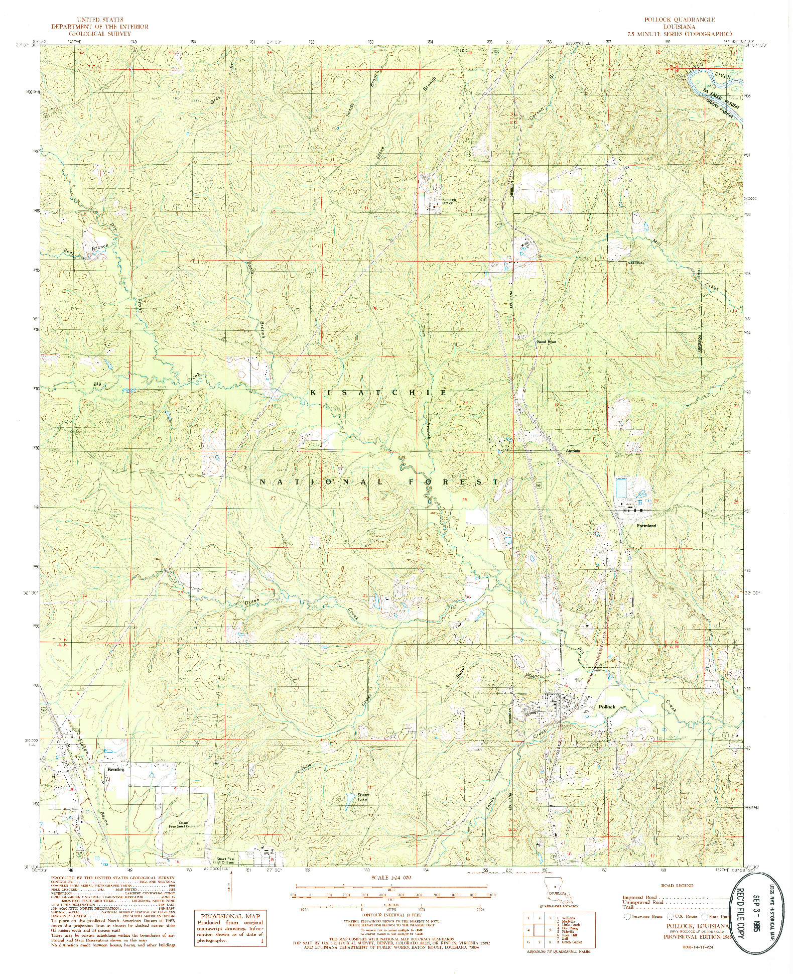 USGS 1:24000-SCALE QUADRANGLE FOR POLLOCK, LA 1985