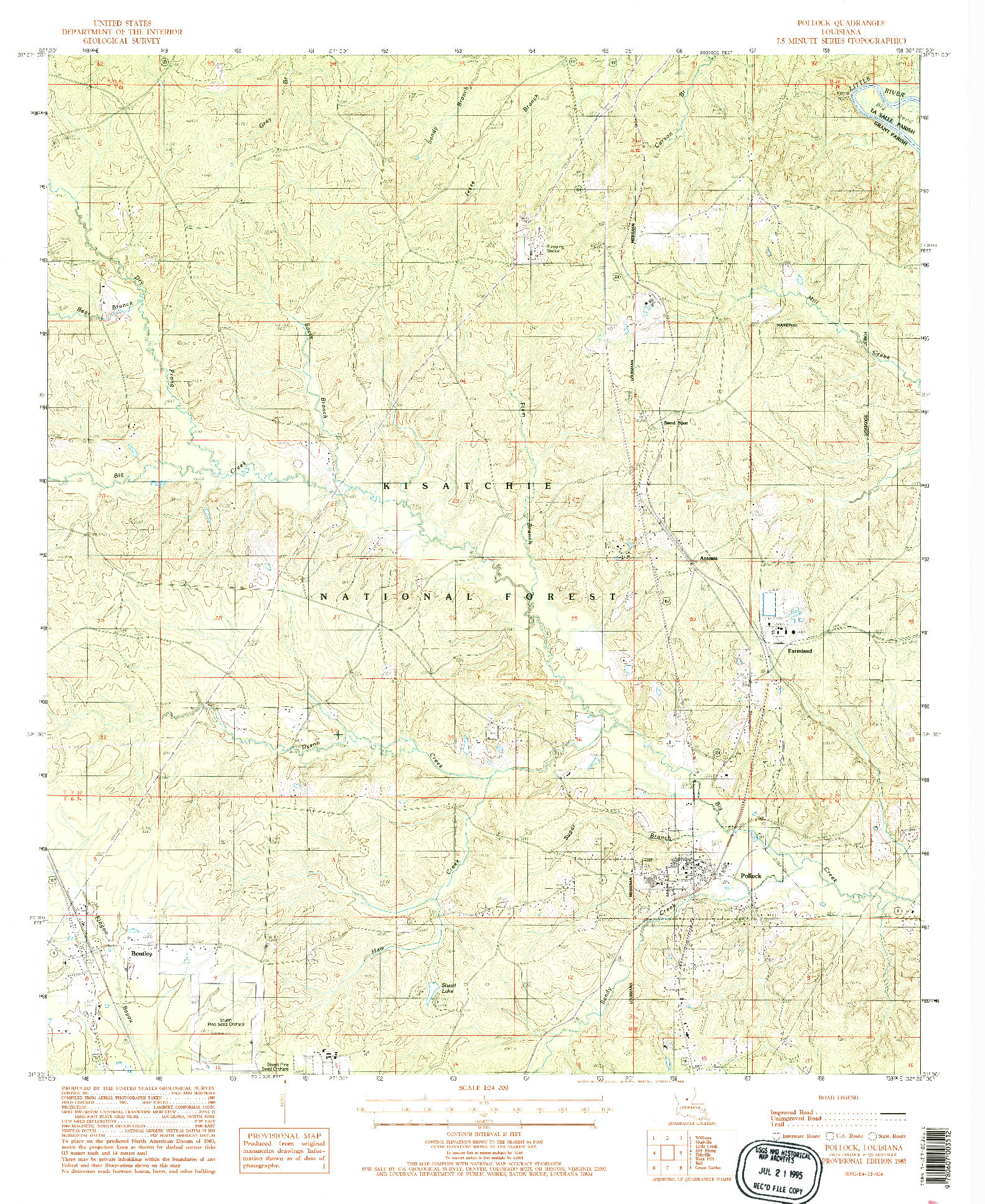 USGS 1:24000-SCALE QUADRANGLE FOR POLLOCK, LA 1985