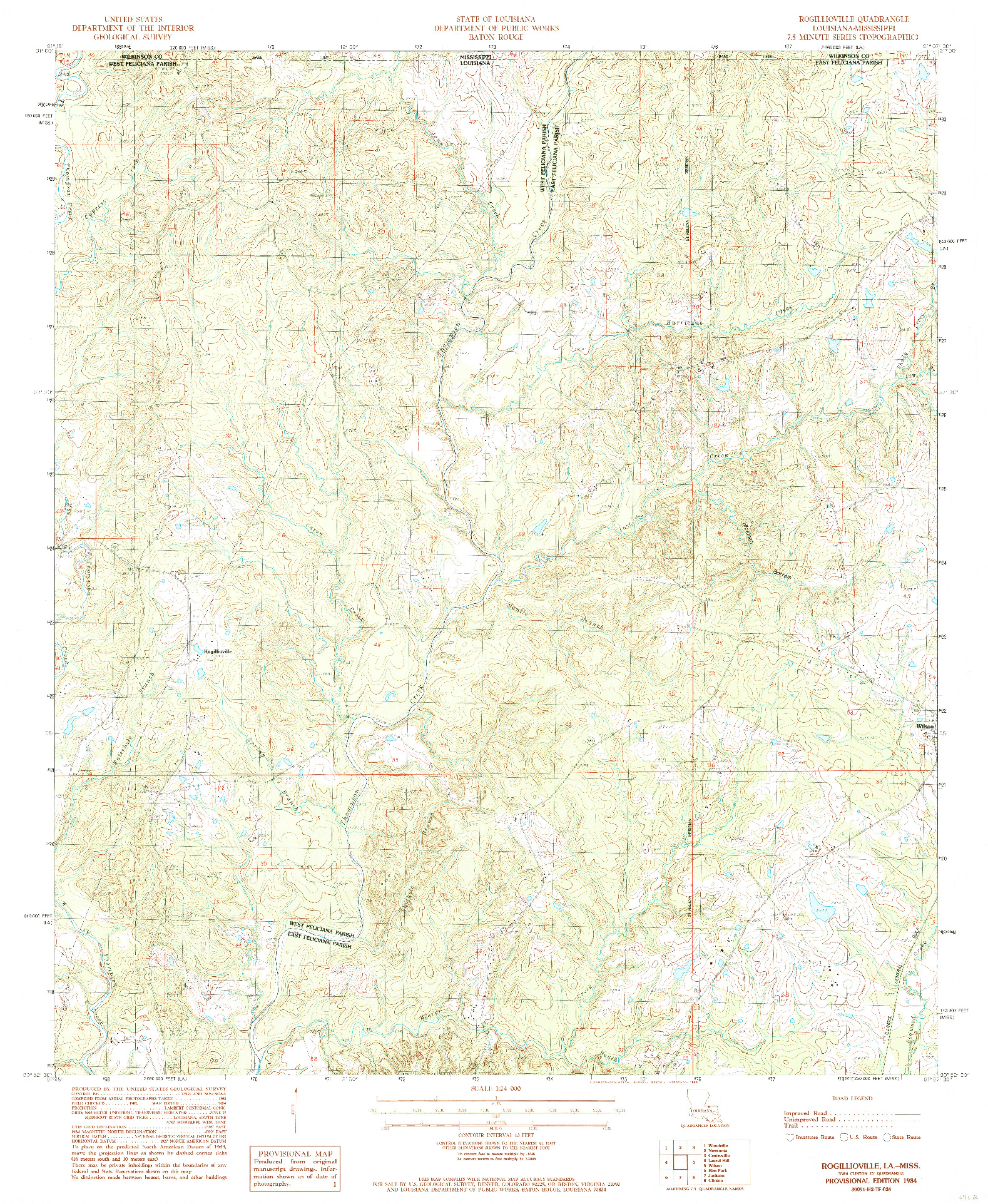 USGS 1:24000-SCALE QUADRANGLE FOR ROGILLIOVILLE, LA 1984
