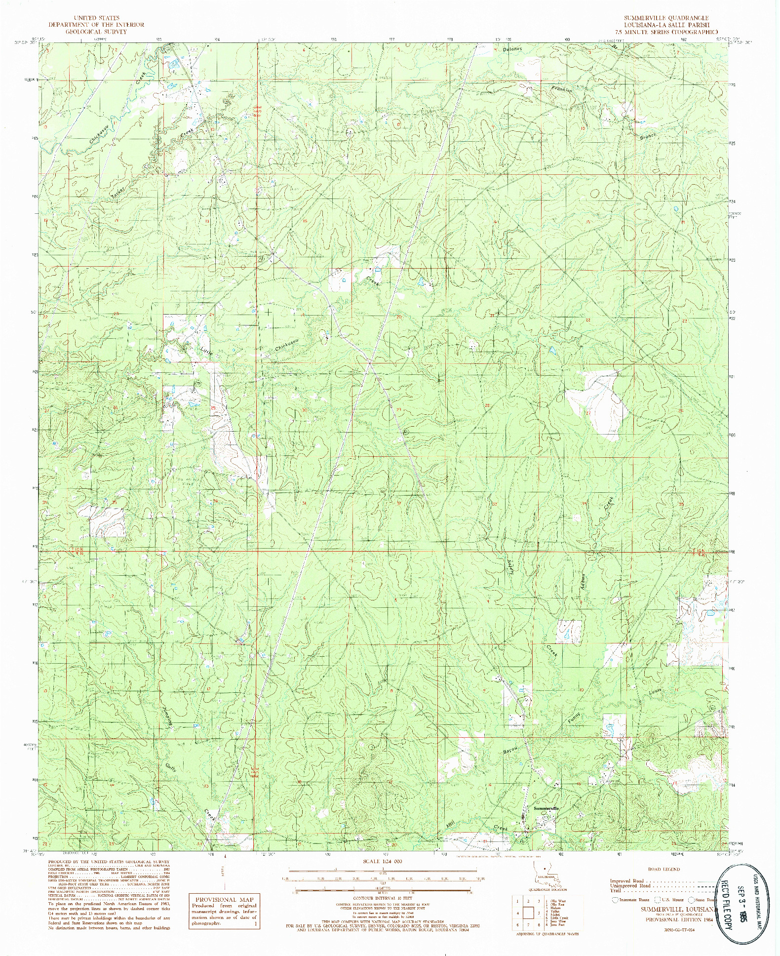USGS 1:24000-SCALE QUADRANGLE FOR SUMMERVILLE, LA 1984
