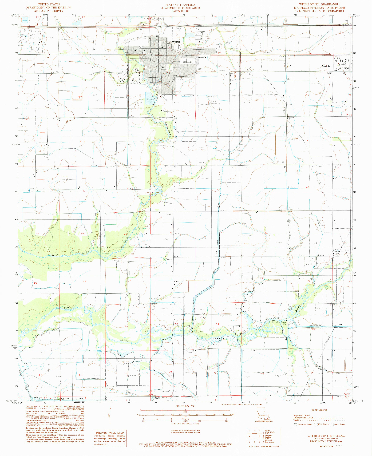 USGS 1:24000-SCALE QUADRANGLE FOR WELSH SOUTH, LA 1985