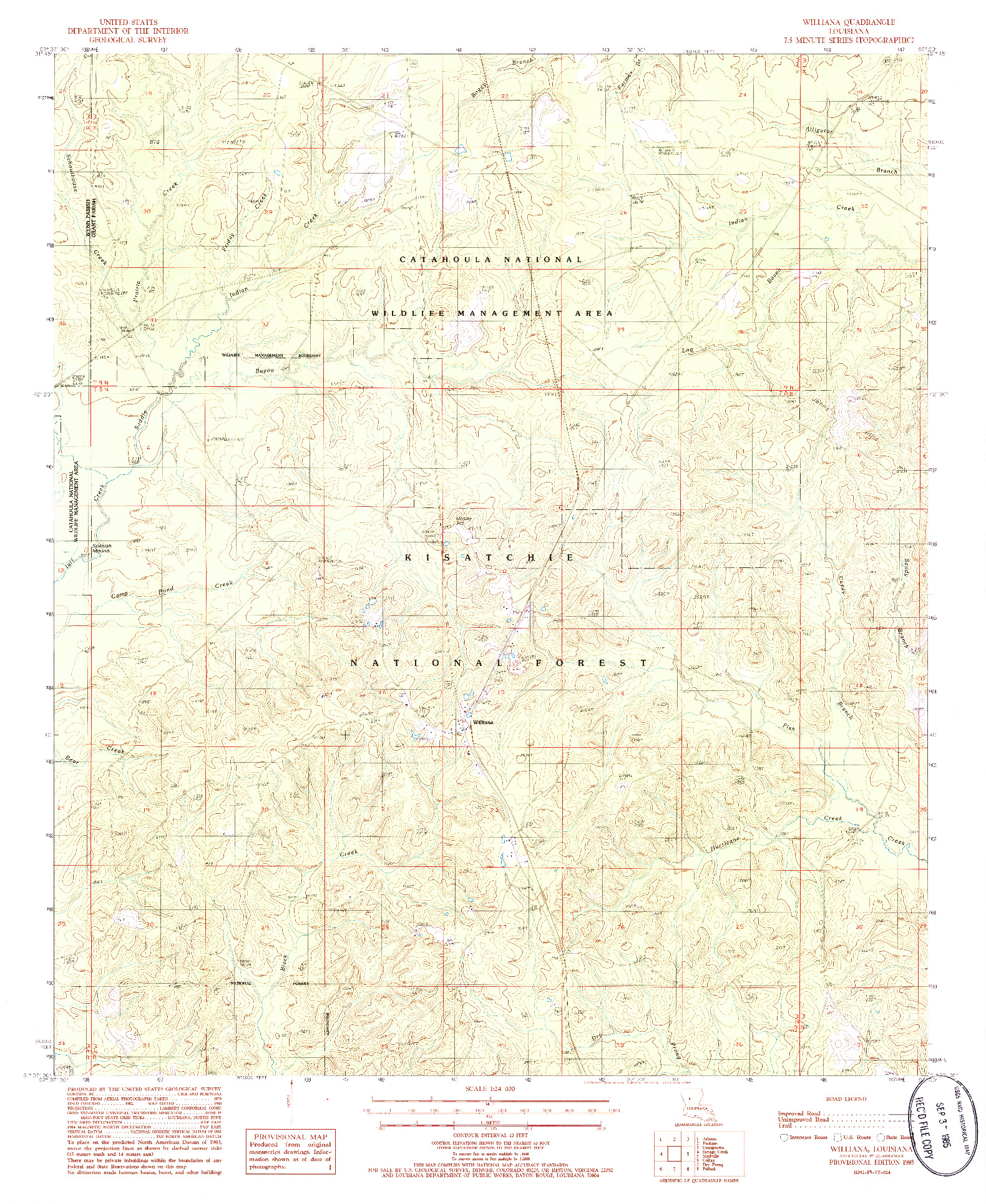 USGS 1:24000-SCALE QUADRANGLE FOR WILLIANA, LA 1985