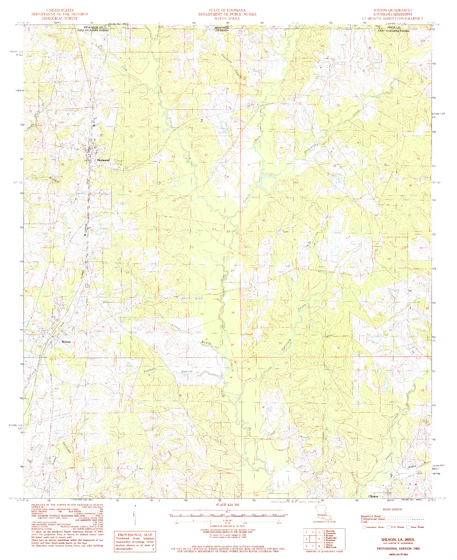 USGS 1:24000-SCALE QUADRANGLE FOR WILSON, LA 1985