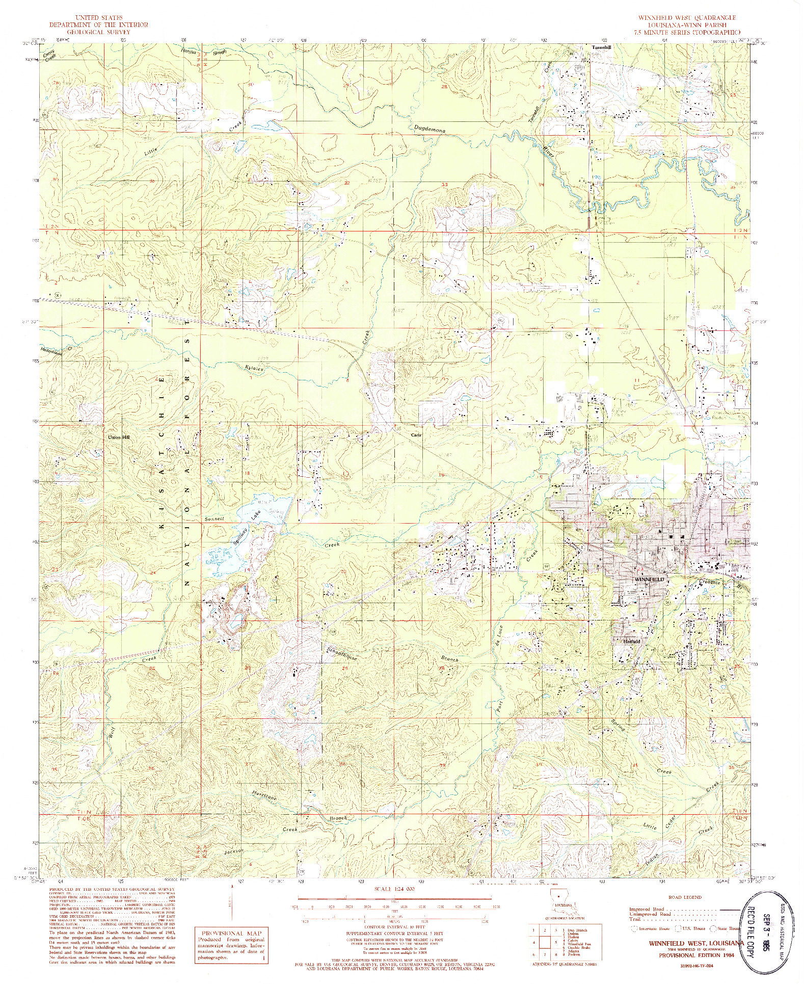 USGS 1:24000-SCALE QUADRANGLE FOR WINNFIELD WEST, LA 1984