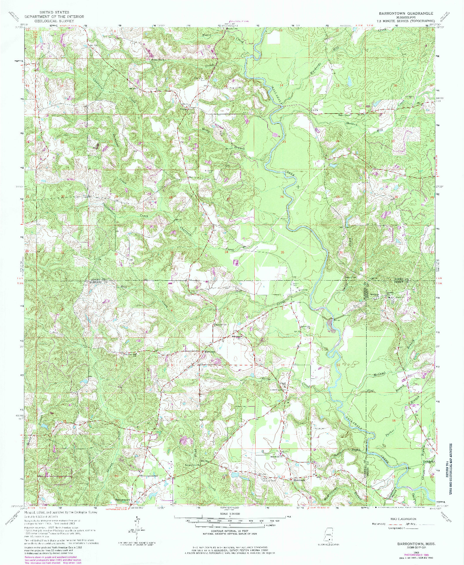 USGS 1:24000-SCALE QUADRANGLE FOR BARRONTOWN, MS 1963