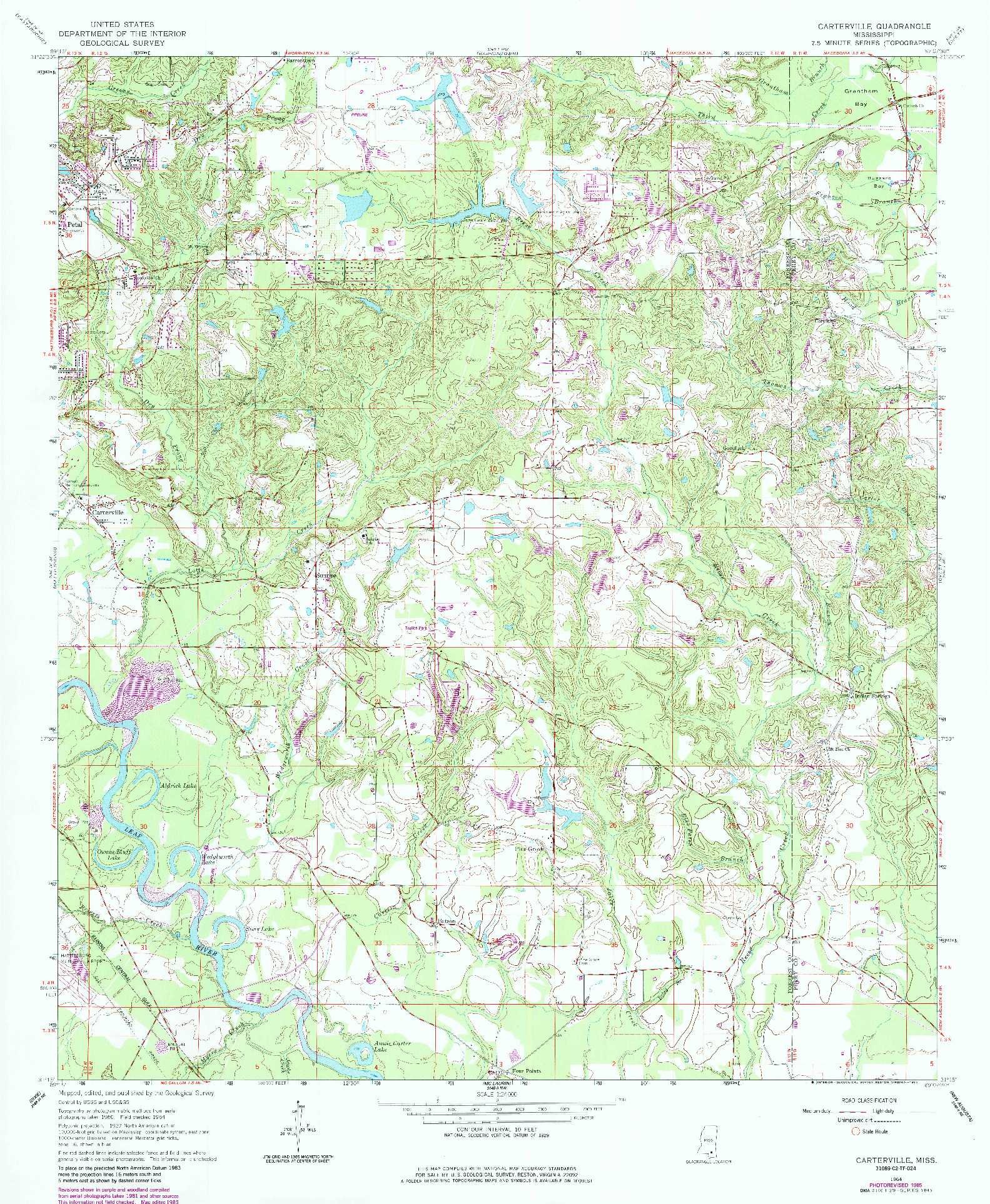 USGS 1:24000-SCALE QUADRANGLE FOR CARTERVILLE, MS 1964