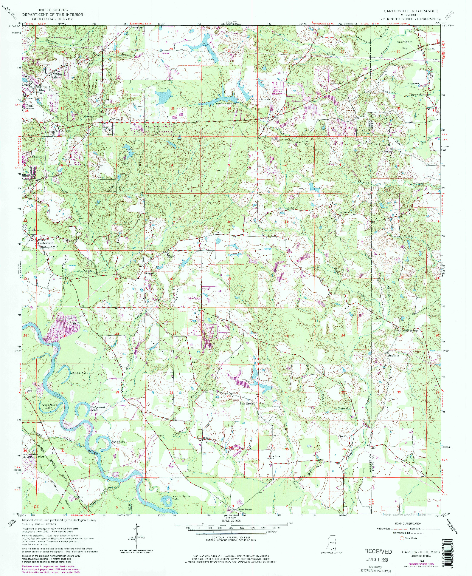 USGS 1:24000-SCALE QUADRANGLE FOR CARTERVILLE, MS 1964