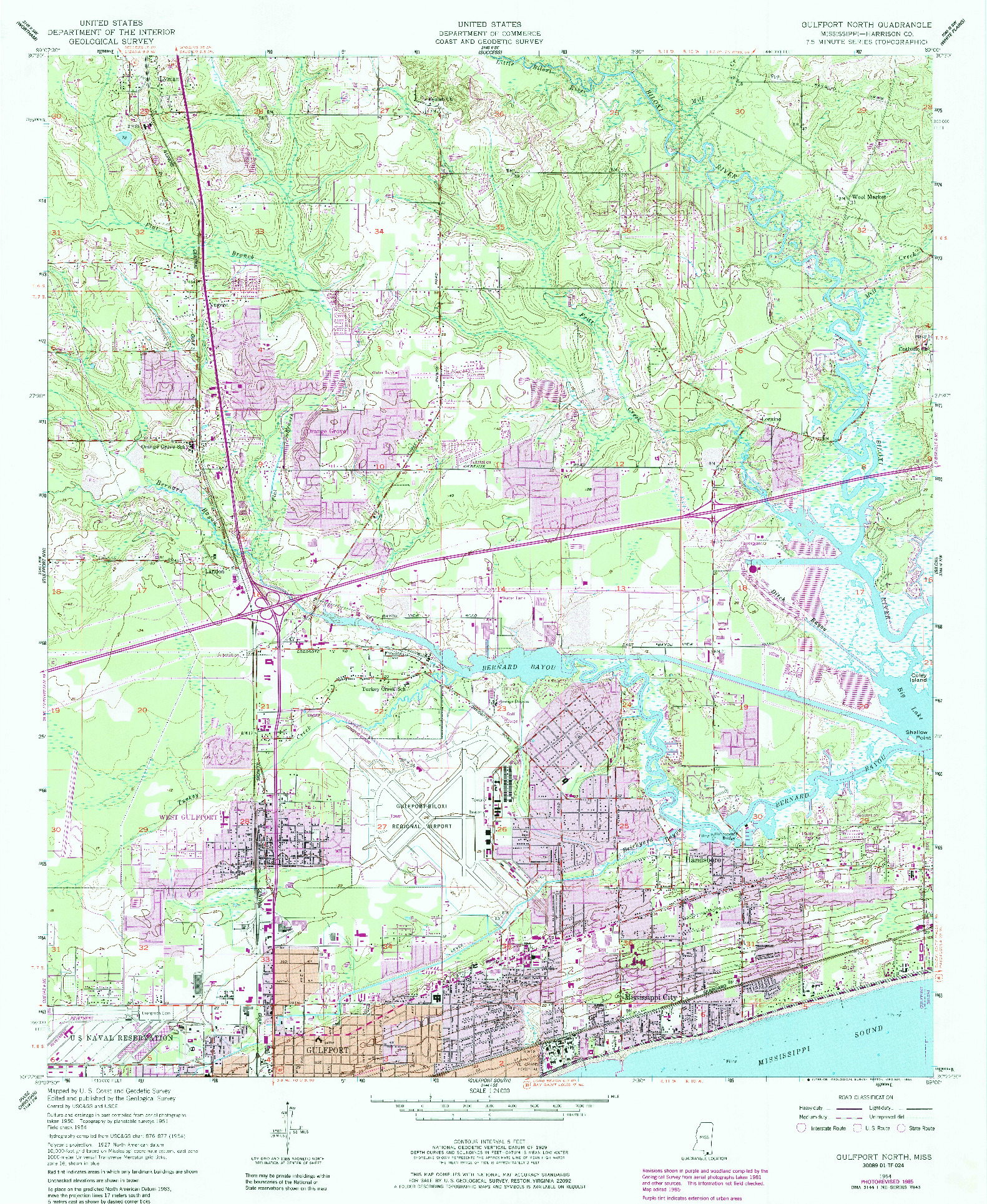 USGS 1:24000-SCALE QUADRANGLE FOR GULFPORT NORTH, MS 1954