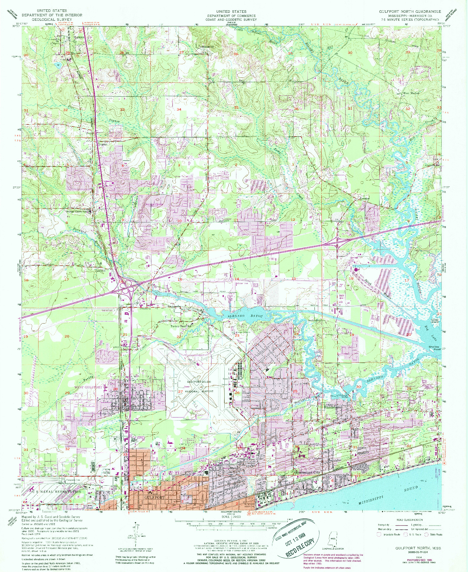 USGS 1:24000-SCALE QUADRANGLE FOR GULFPORT NORTH, MS 1954