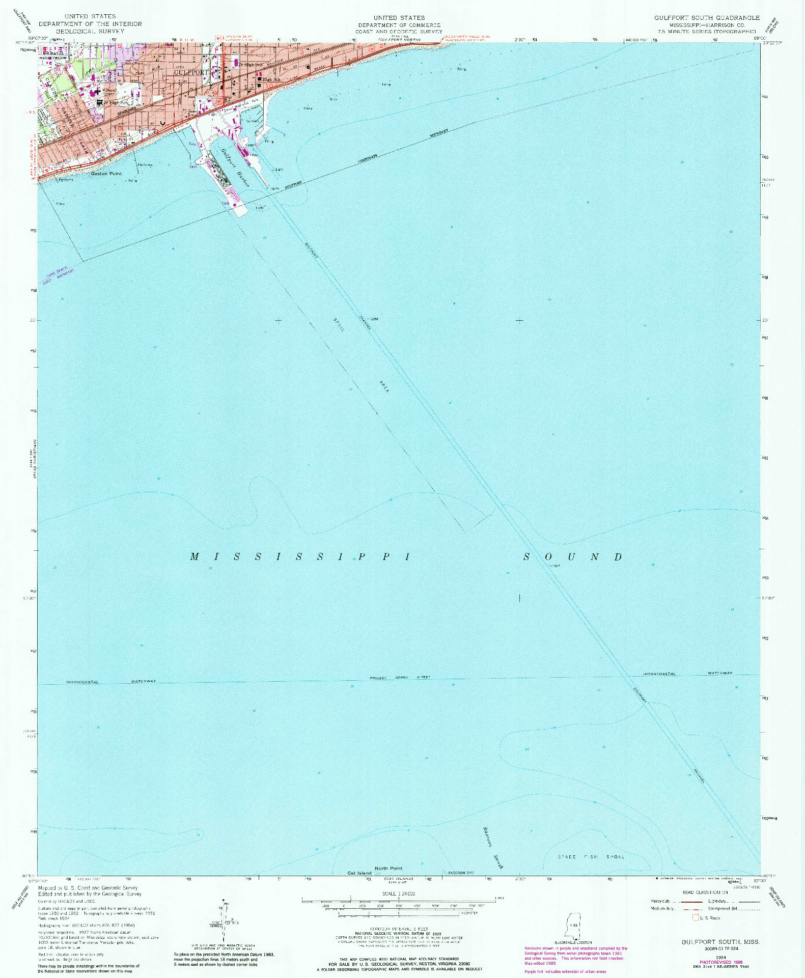 USGS 1:24000-SCALE QUADRANGLE FOR GULFPORT SOUTH, MS 1954