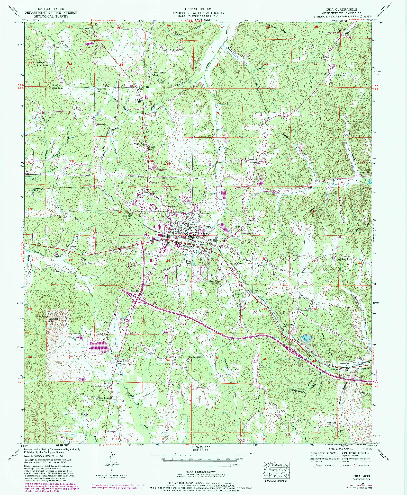 USGS 1:24000-SCALE QUADRANGLE FOR IUKA, MS 1953