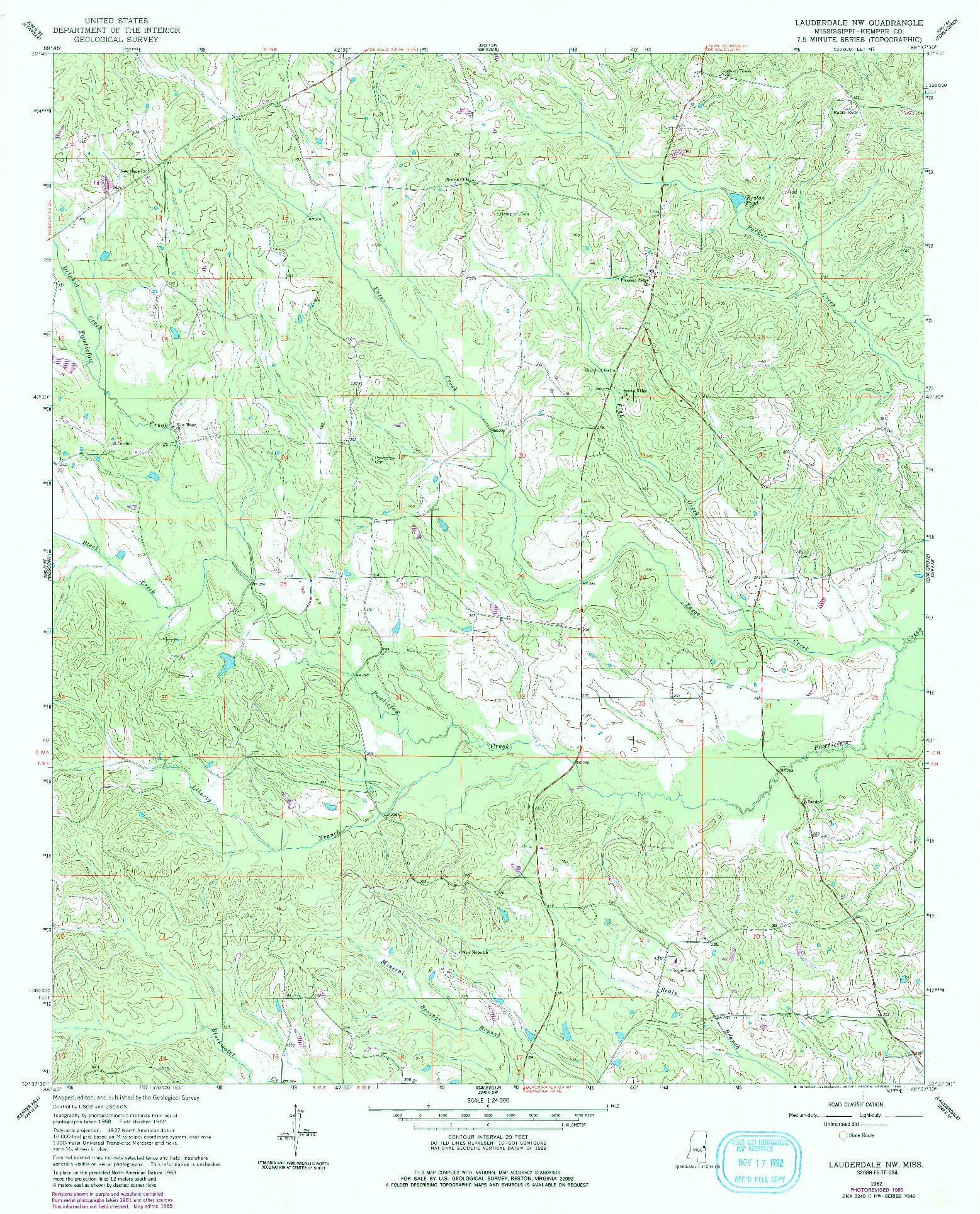 USGS 1:24000-SCALE QUADRANGLE FOR LAUDERDALE NW, MS 1962