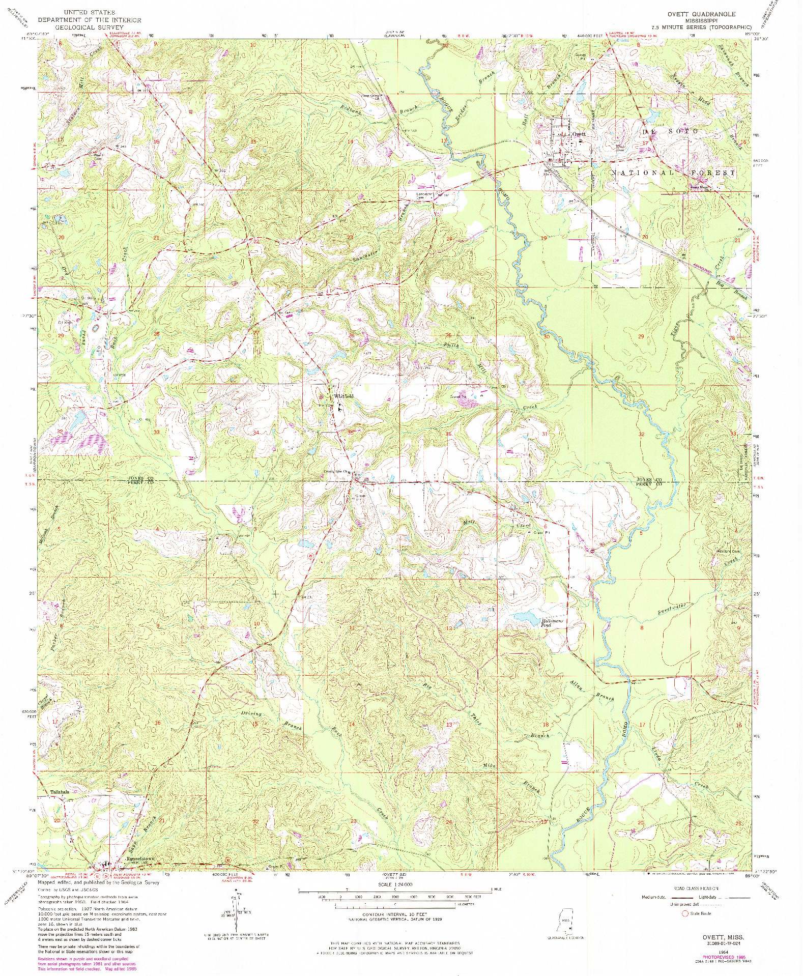 USGS 1:24000-SCALE QUADRANGLE FOR OVETT, MS 1964