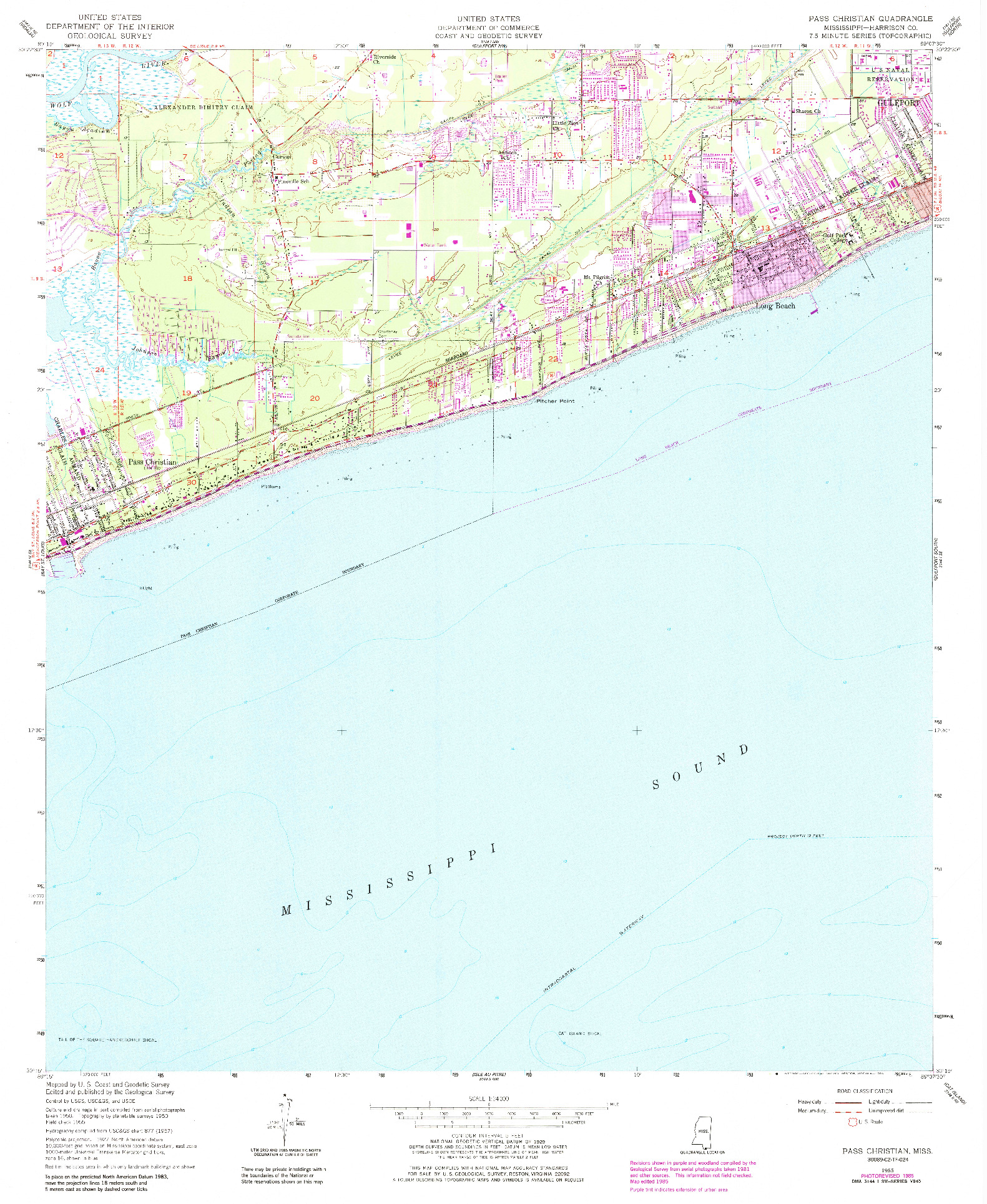 USGS 1:24000-SCALE QUADRANGLE FOR PASS CHRISTIAN, MS 1955