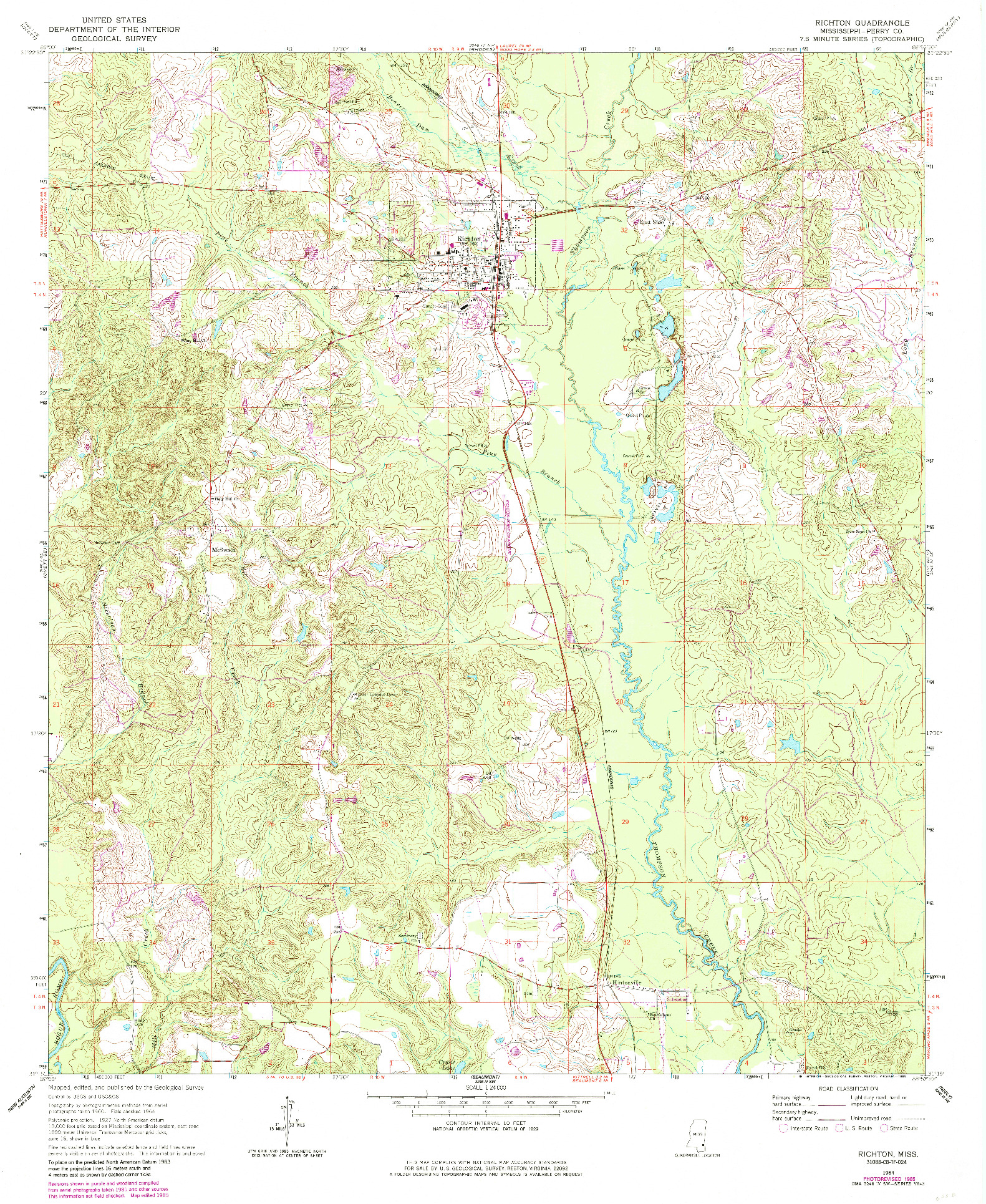 USGS 1:24000-SCALE QUADRANGLE FOR RICHTON, MS 1964