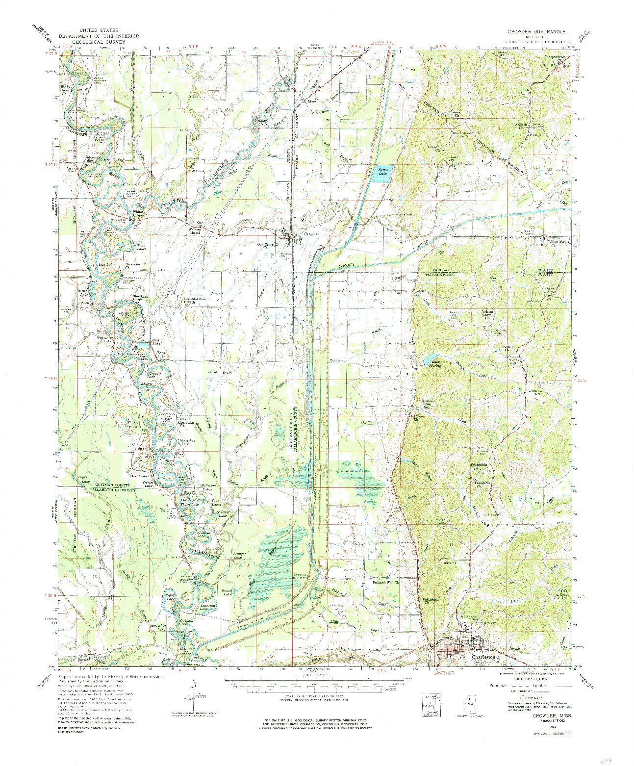 USGS 1:62500-SCALE QUADRANGLE FOR CROWDER, MS 1962