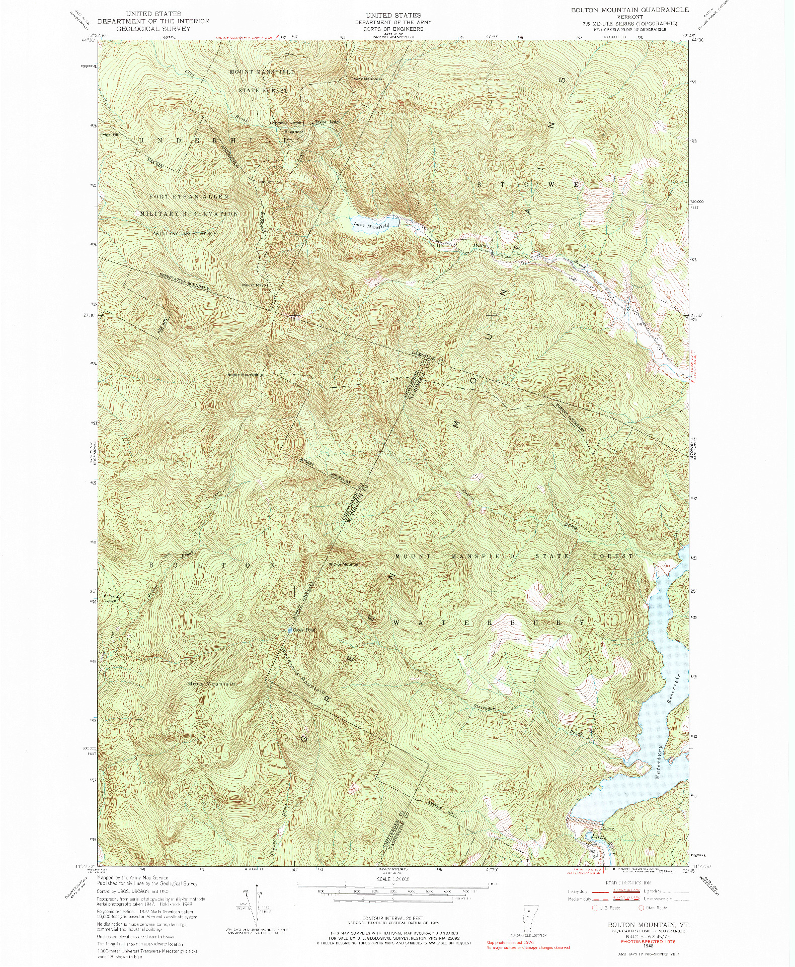 USGS 1:24000-SCALE QUADRANGLE FOR BOLTON MOUNTAIN, VT 1948