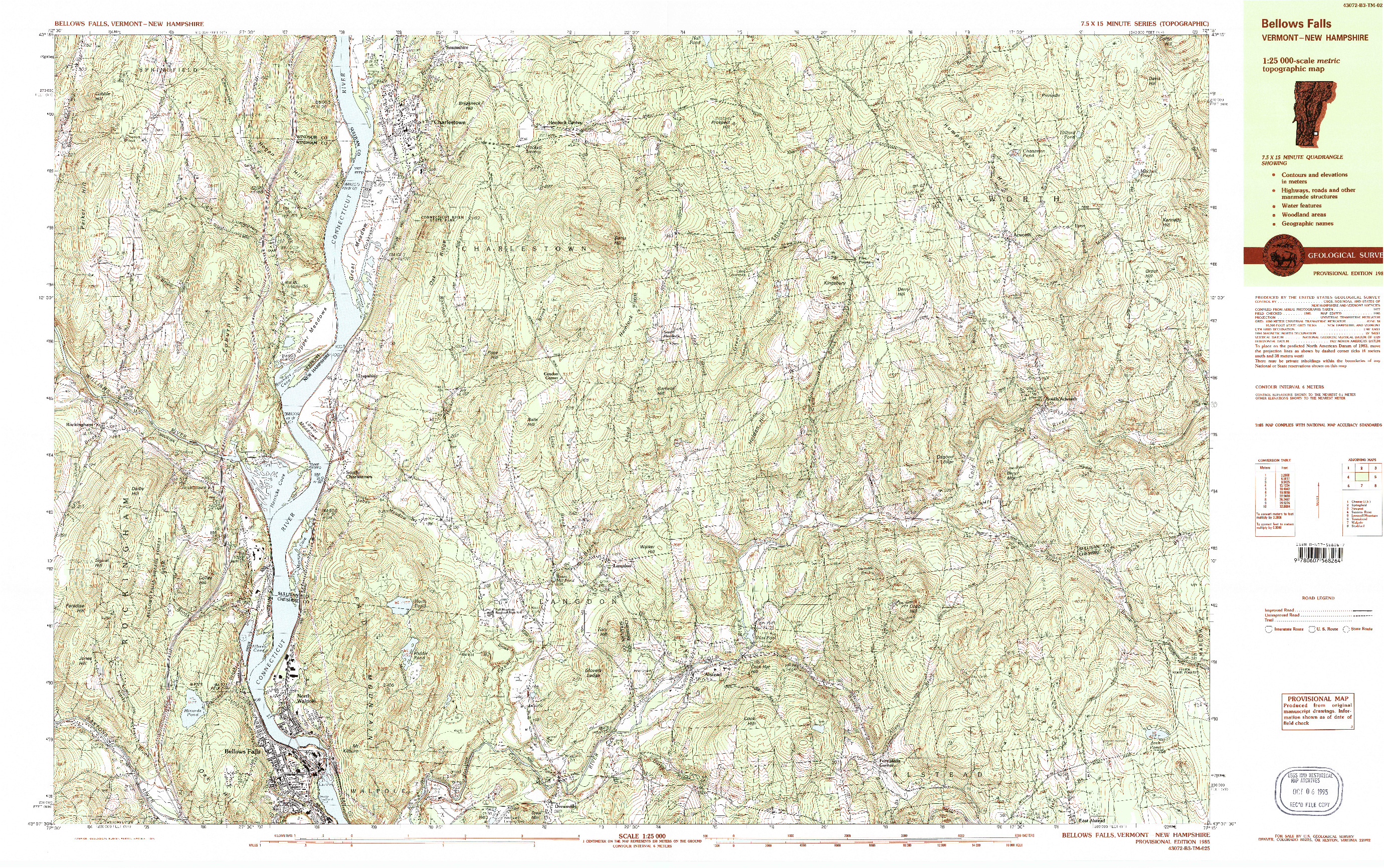 USGS 1:25000-SCALE QUADRANGLE FOR BELLOWS FALLS, VT 1985