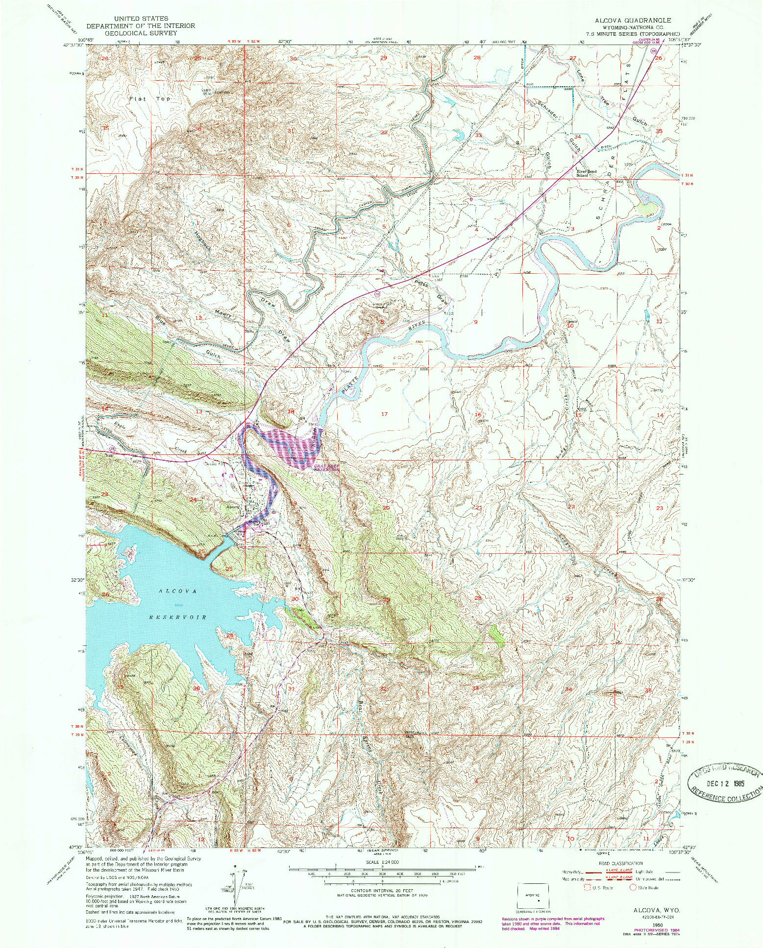 USGS 1:24000-SCALE QUADRANGLE FOR ALCOVA, WY 1950