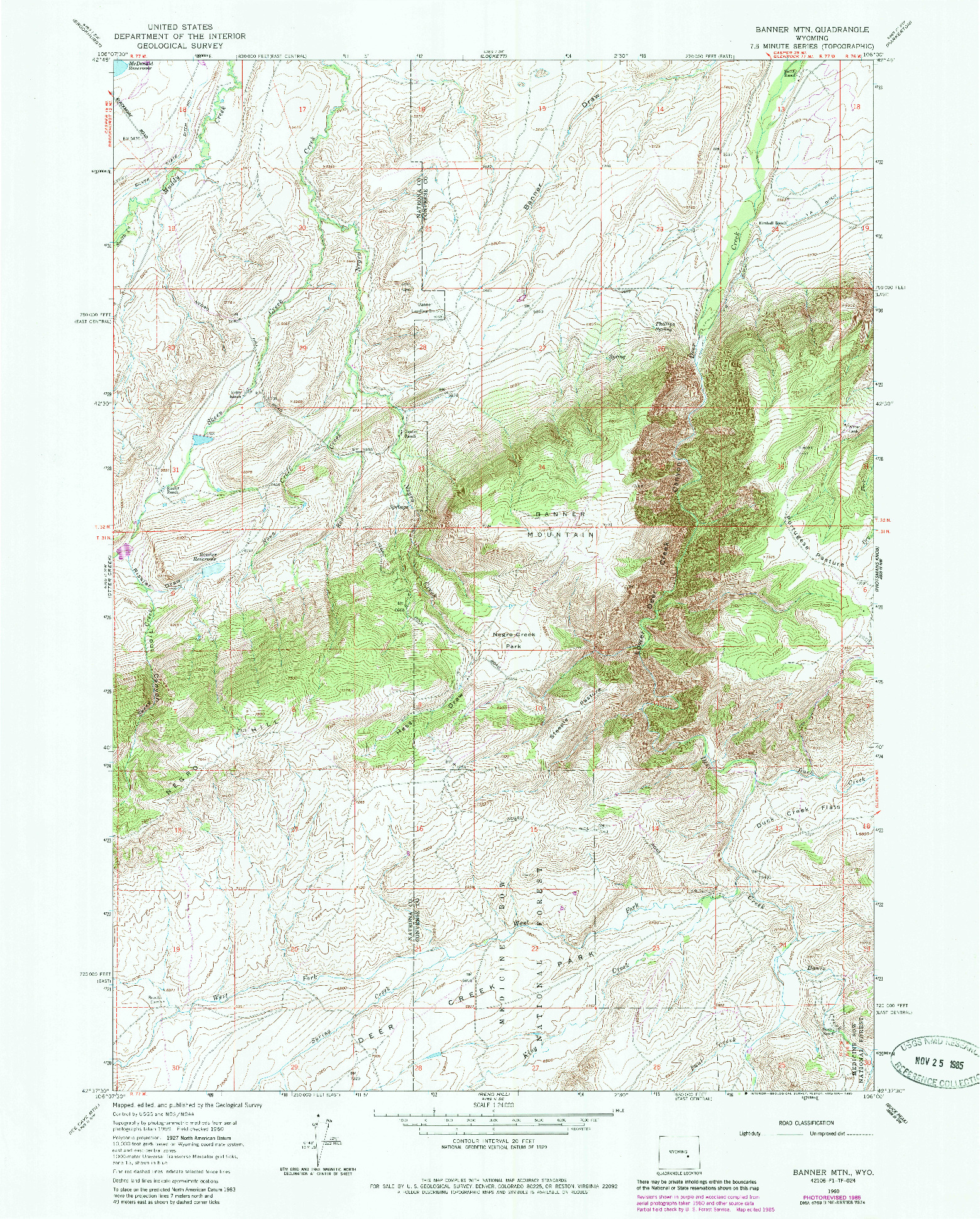 USGS 1:24000-SCALE QUADRANGLE FOR BANNER MTN, WY 1960