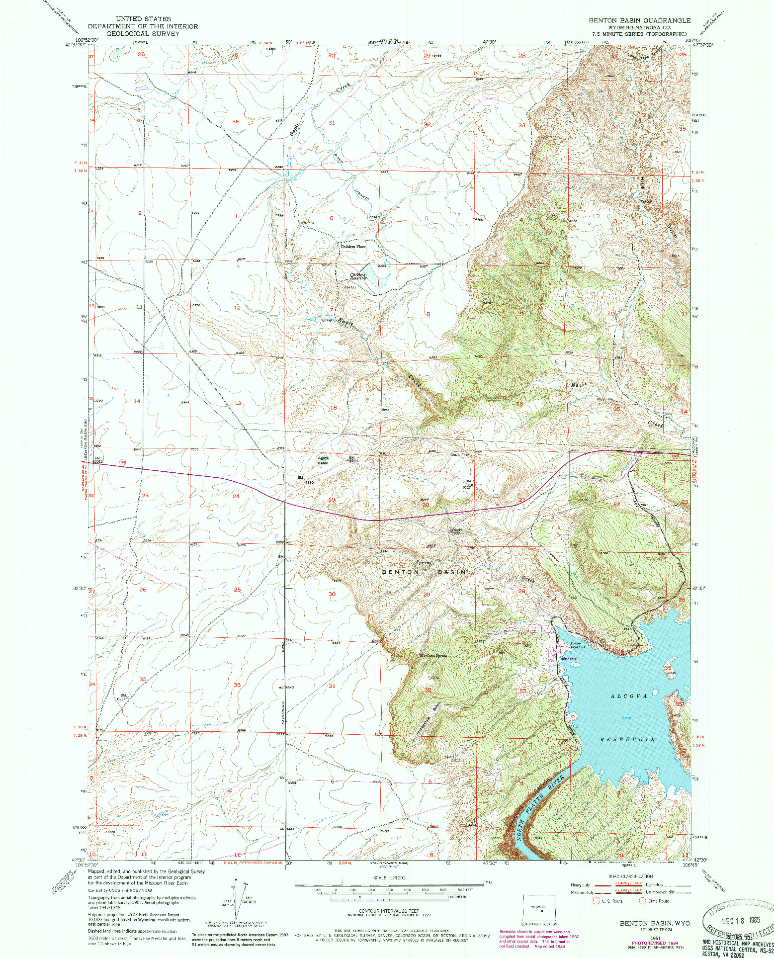 USGS 1:24000-SCALE QUADRANGLE FOR BENTON BASIN, WY 1951