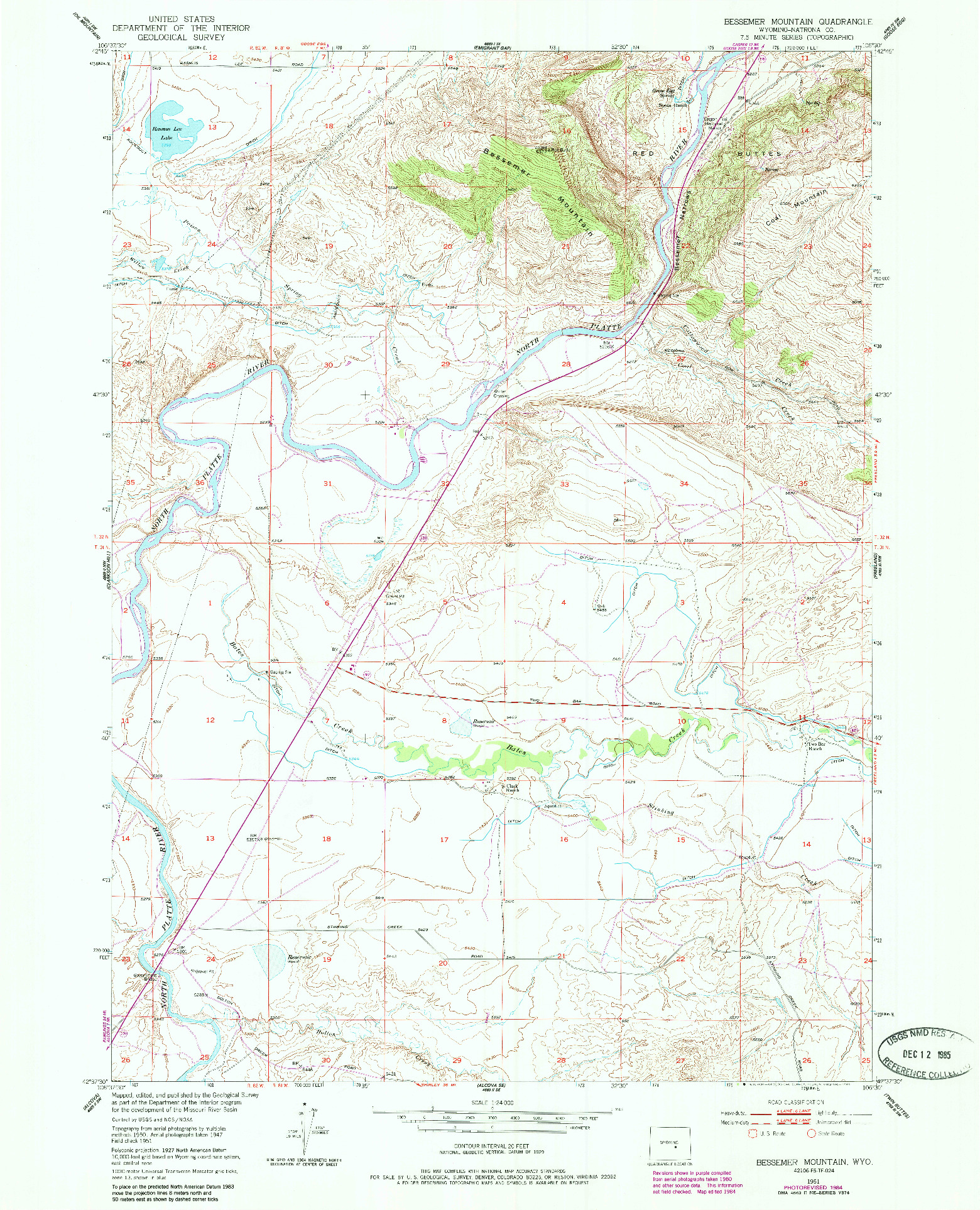 USGS 1:24000-SCALE QUADRANGLE FOR BESSEMER MOUNTAIN, WY 1951
