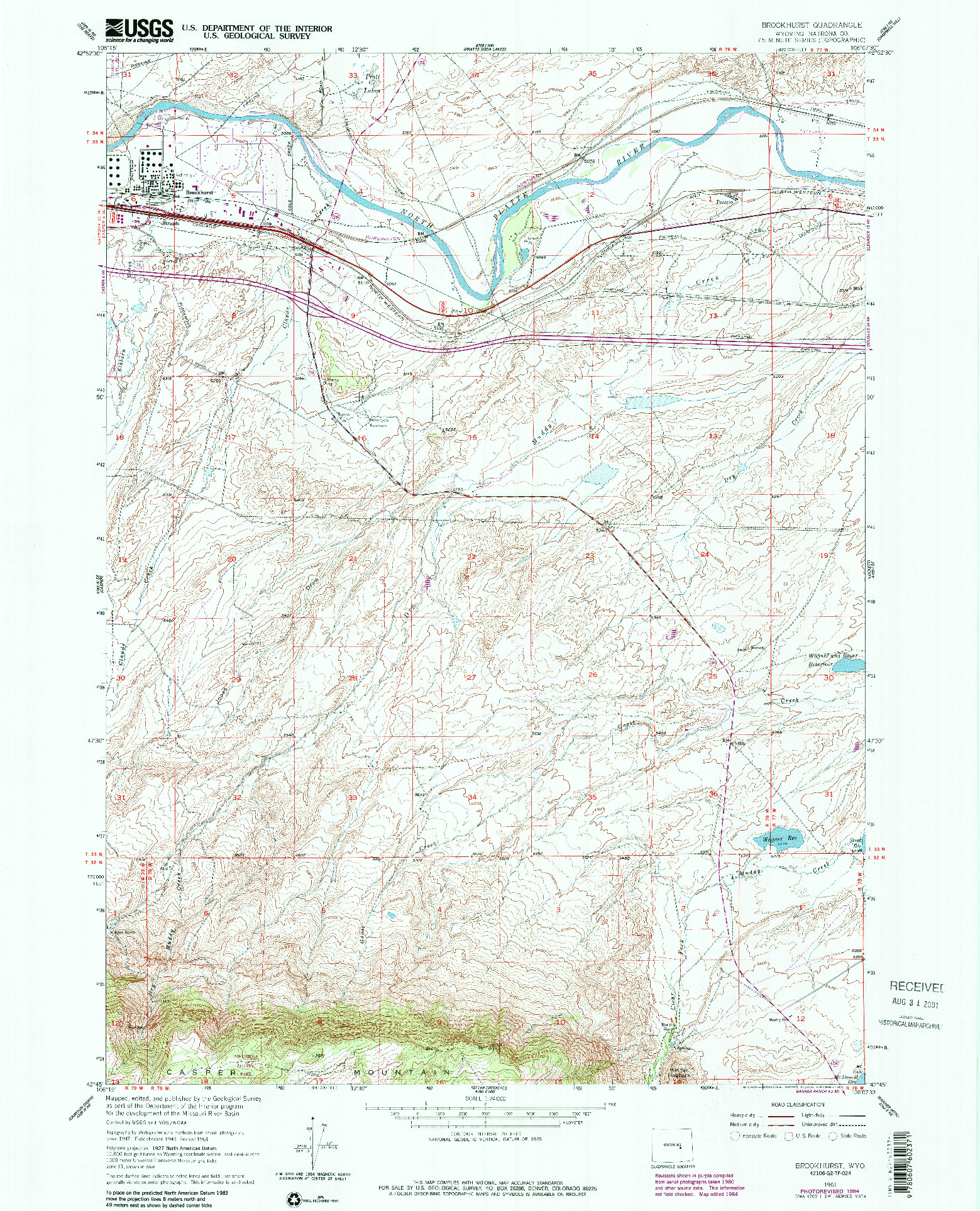 USGS 1:24000-SCALE QUADRANGLE FOR BROOKHURST, WY 1961